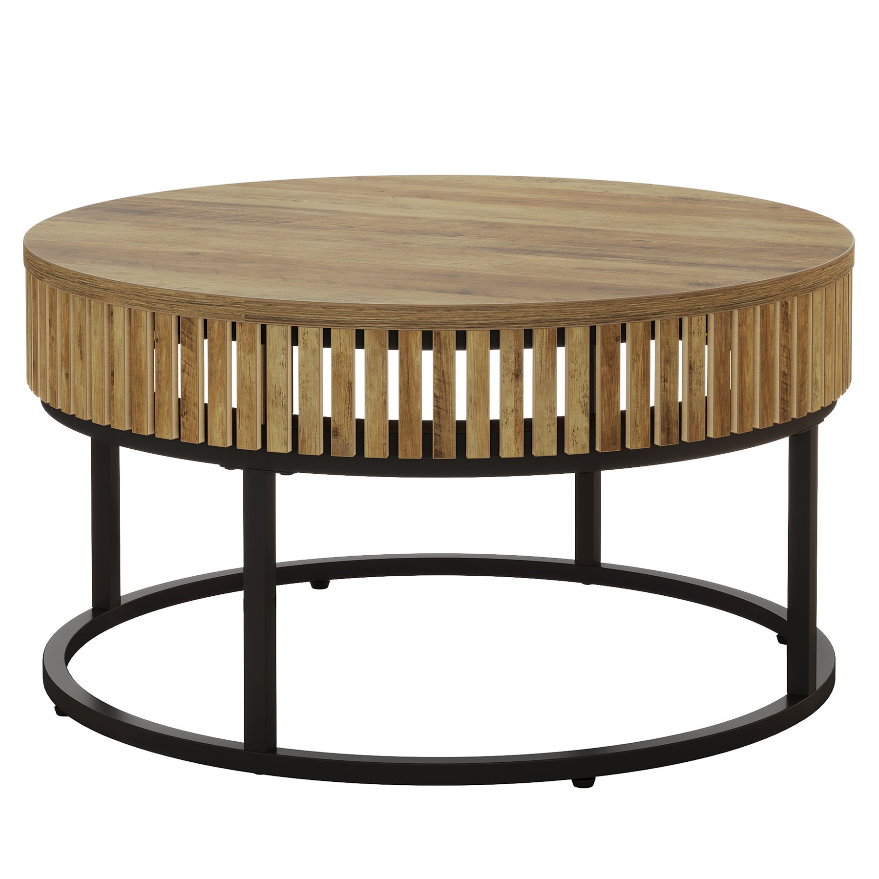 31.5" Coffee Table, Farmhouse Circle Cocktail Center Table