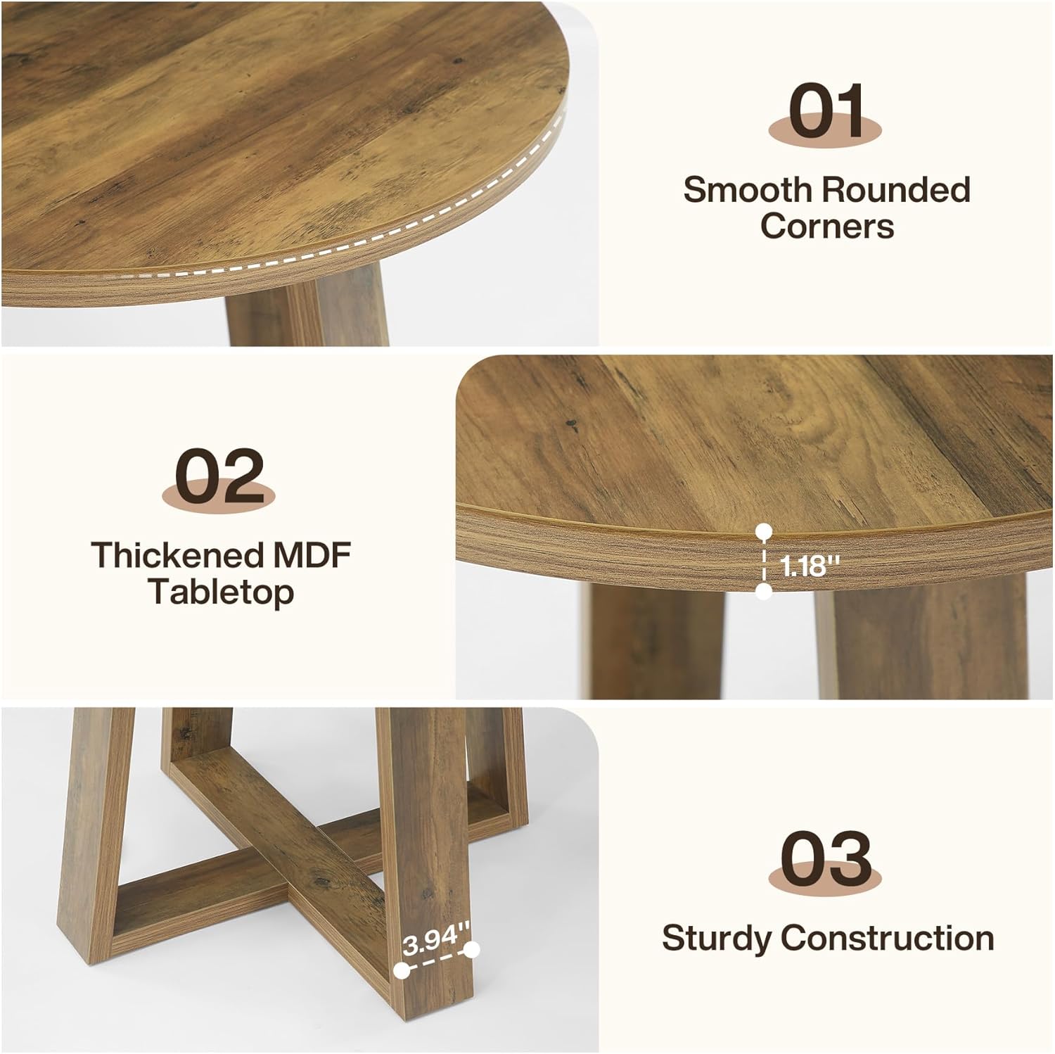 31.5" Conference Table, Farmhouse Home Office Meeting Desk for 2-4