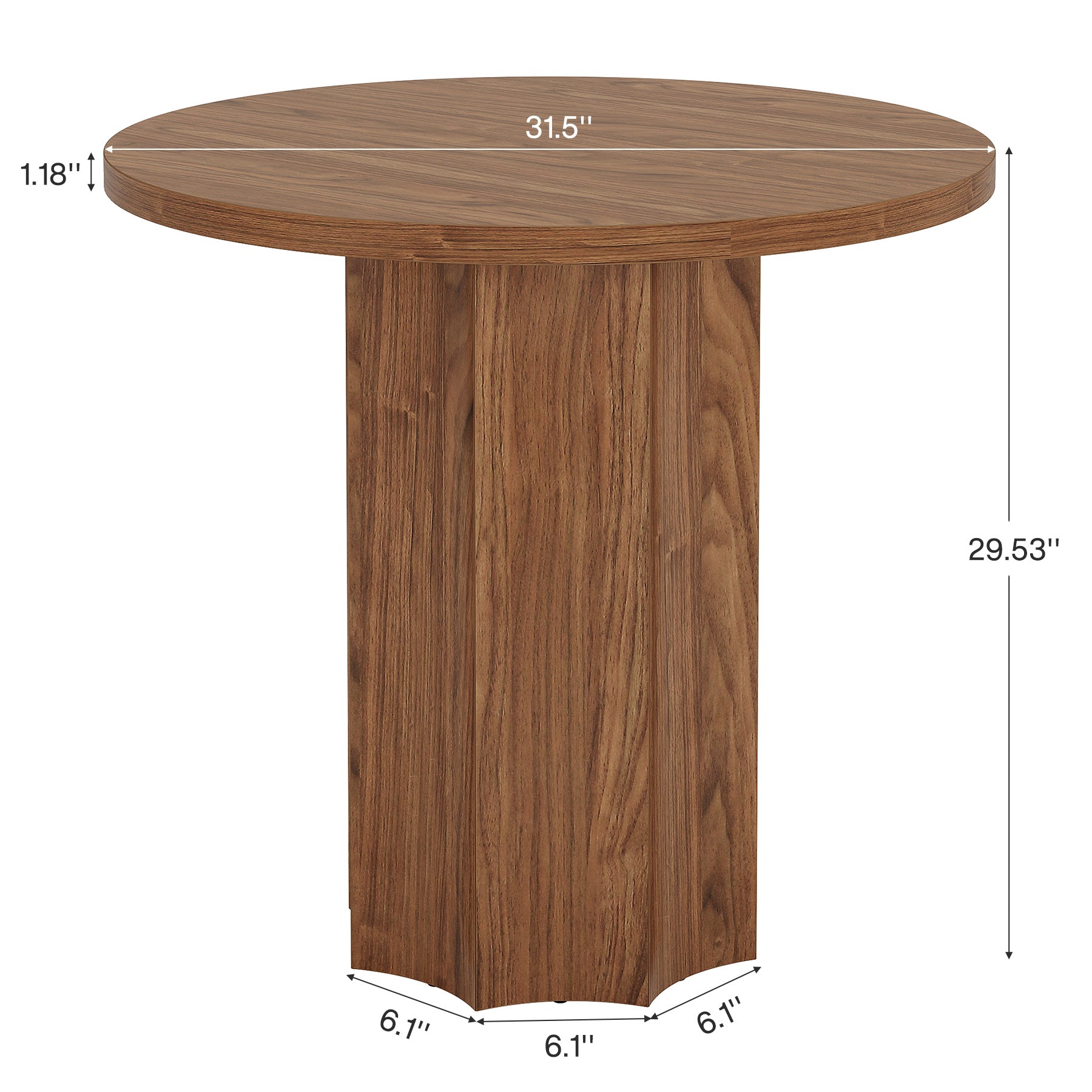 31.5" Dining Table, Circle Kitchen Dinner Table for 2 People