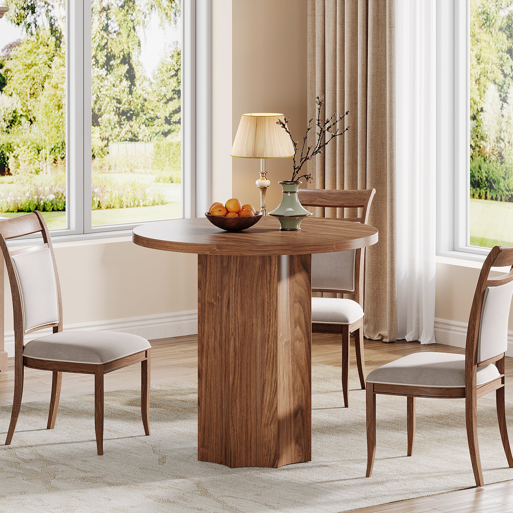 31.5" Dining Table, Circle Kitchen Dinner Table for 2 People