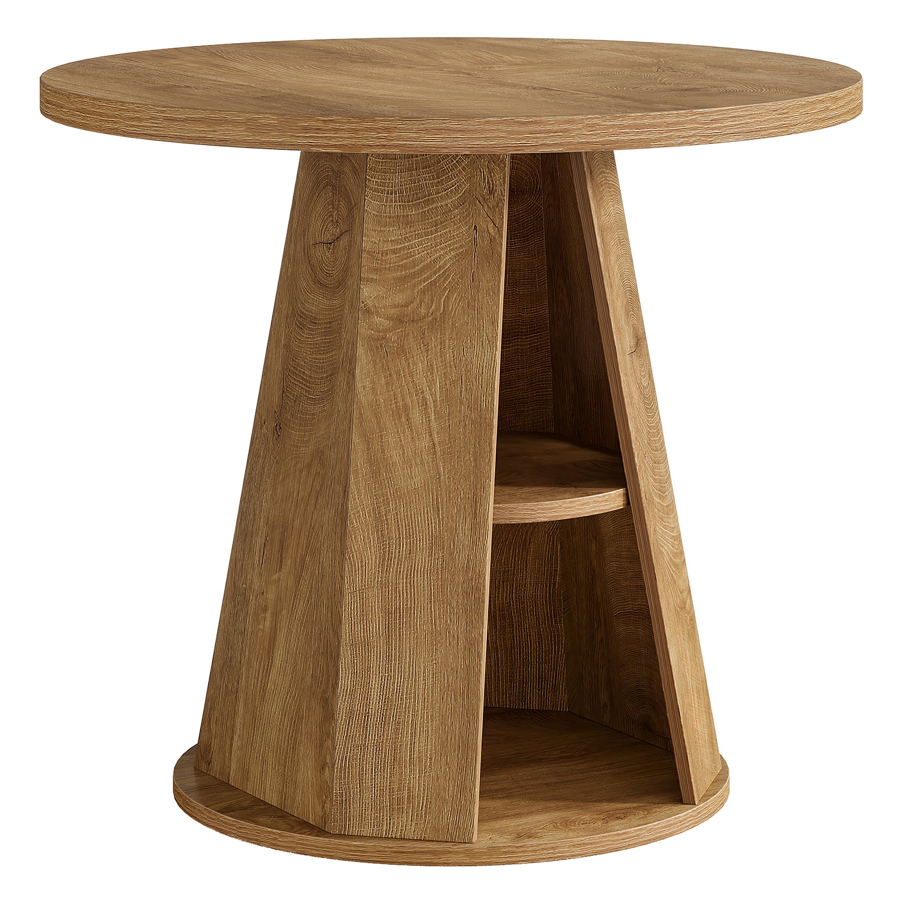 31.5" Dining Table, Modern Round Kitchen Table with Storage Shelf