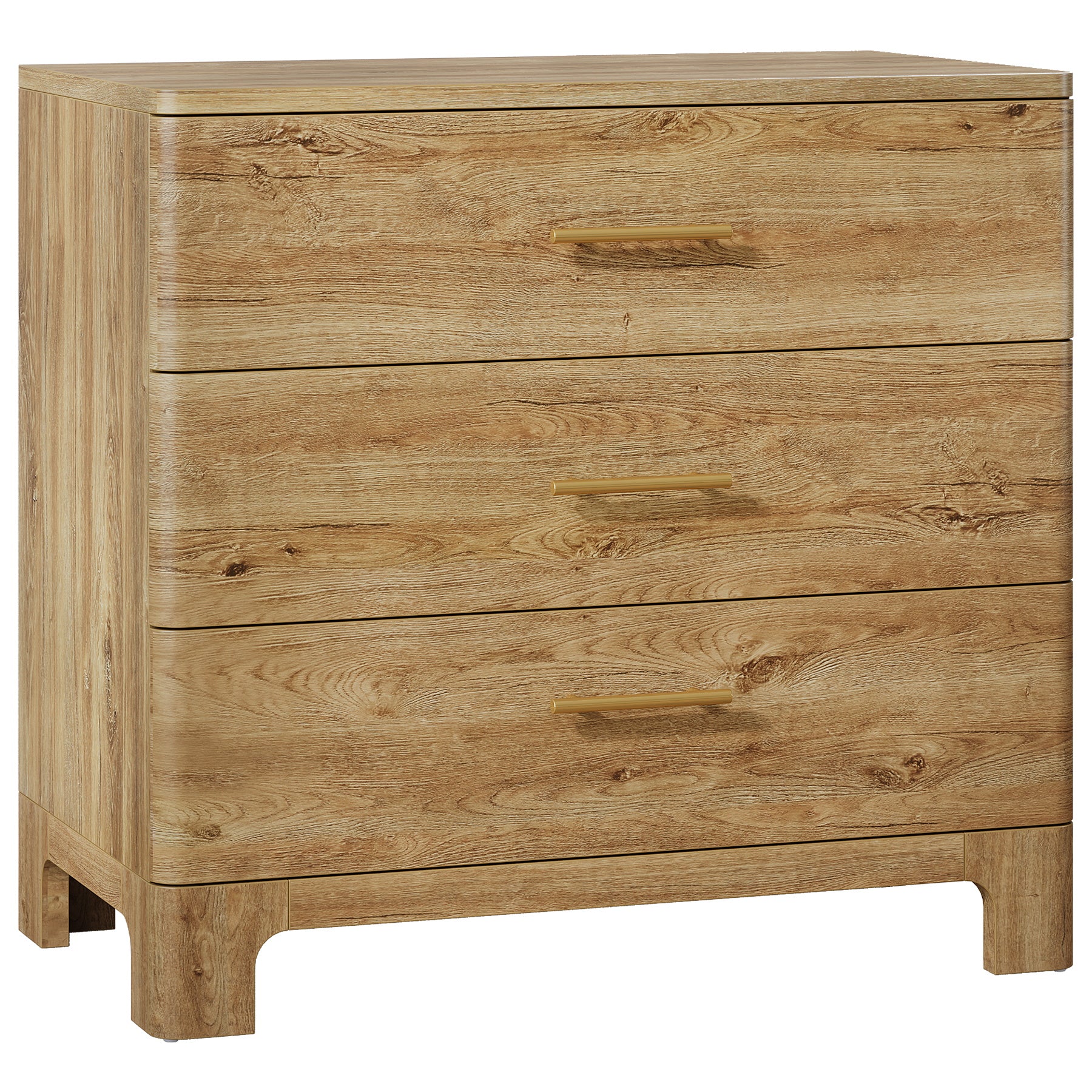 31.5" Farmhouse Nightstand, Oversized Bedside Table with 3 Storage Drawers