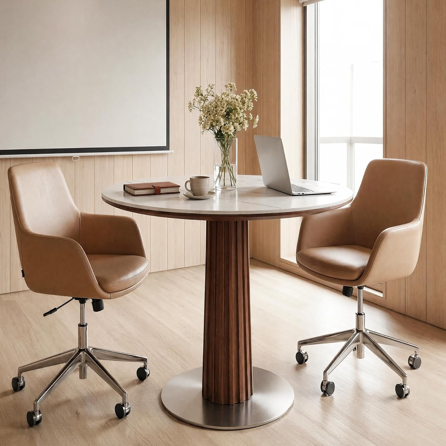 31.5" Round Conference Table, Modern Small Meeting Room Table for 2-4 People for Office, Conference Room
