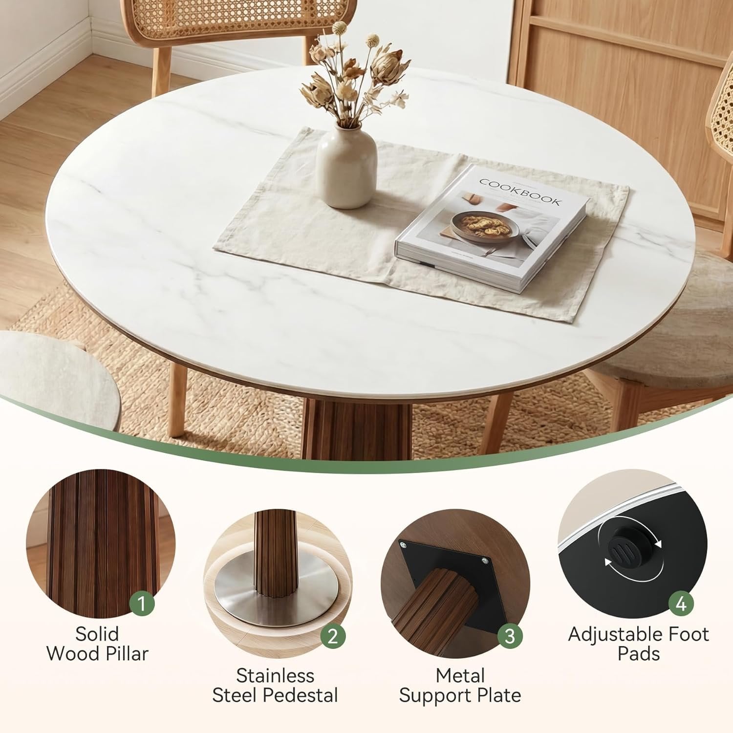 31.5" Round Conference Table, Modern Small Meeting Room Table for 2-4 People for Office, Conference Room