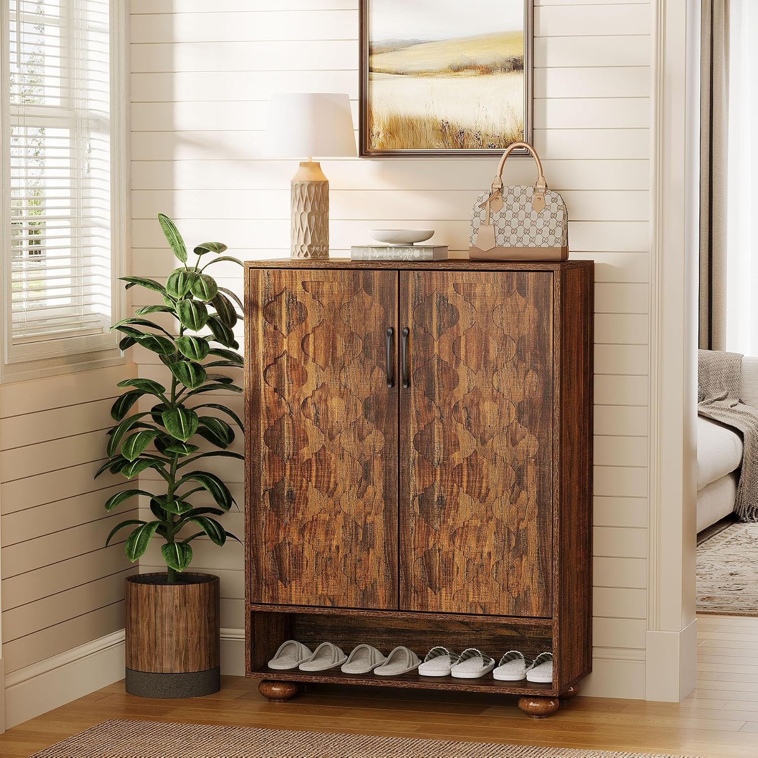 31.5" Shoe Cabinet, 6 - Tier Shoe Rack Storage Cabinet with Adjustable Shelves Tribesigns