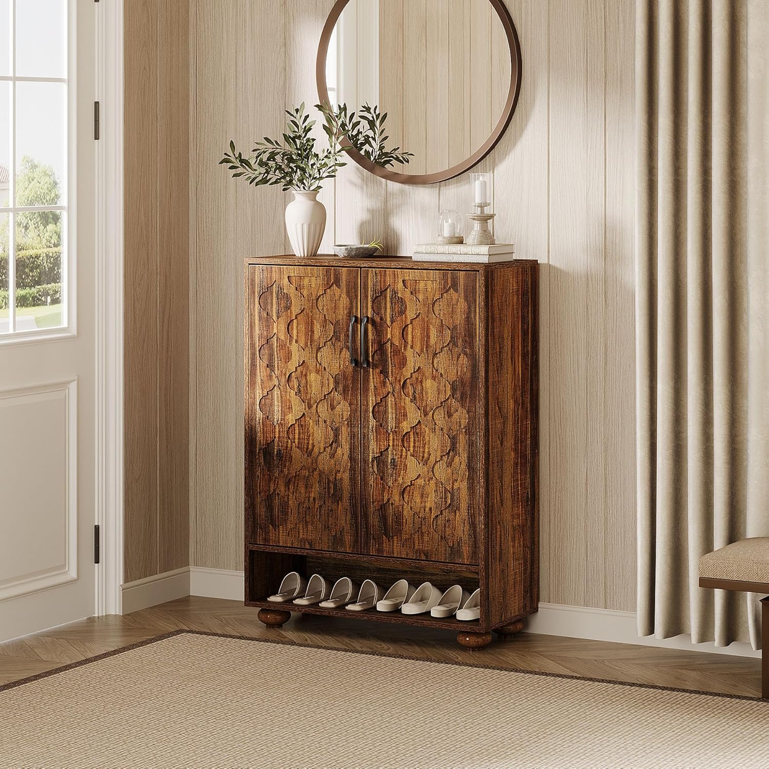 31.5" Shoe Cabinet, 6 - Tier Shoe Rack Storage Cabinet with Adjustable Shelves Tribesigns