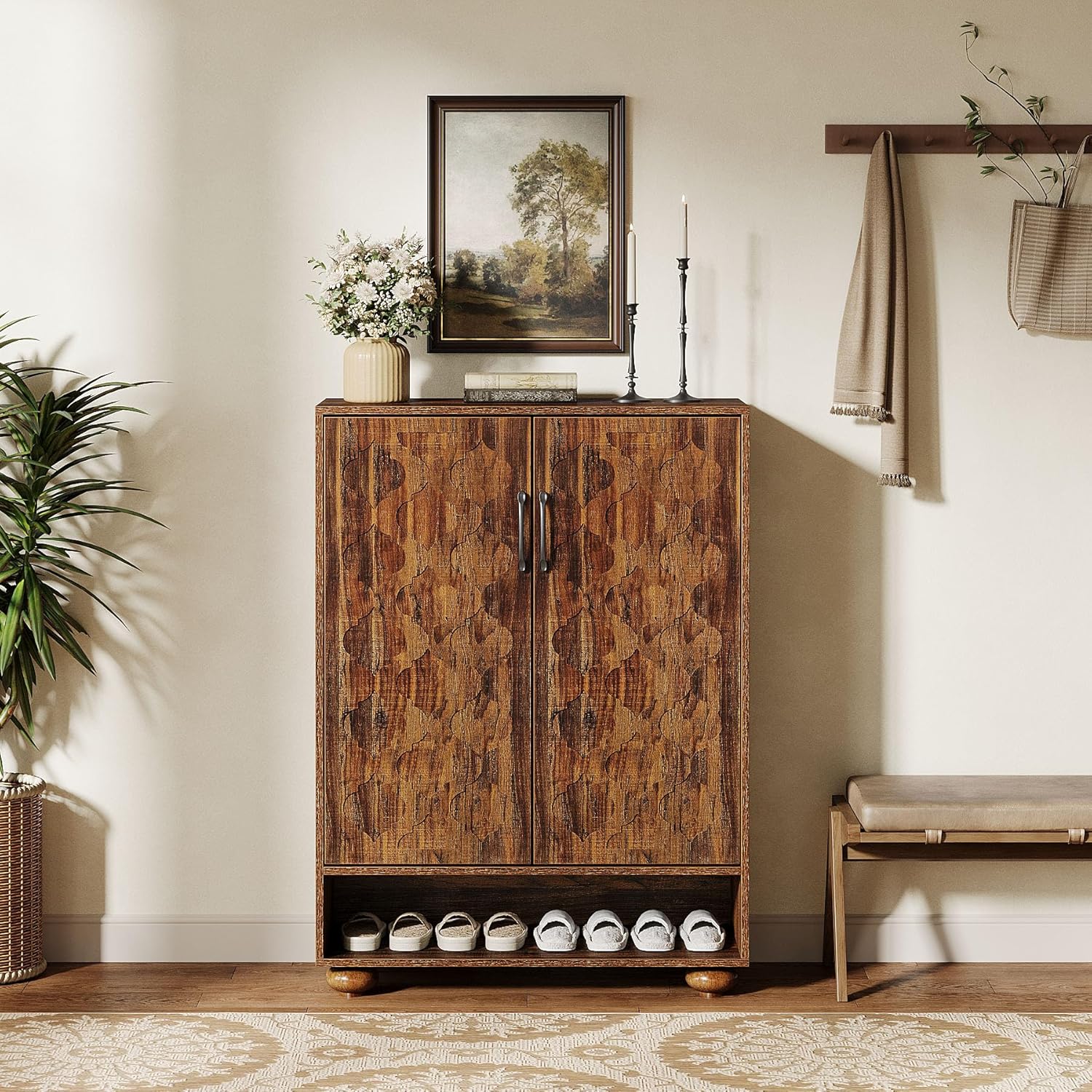 31.5" Shoe Cabinet, 6 - Tier Shoe Rack Storage Cabinet with Adjustable Shelves Tribesigns