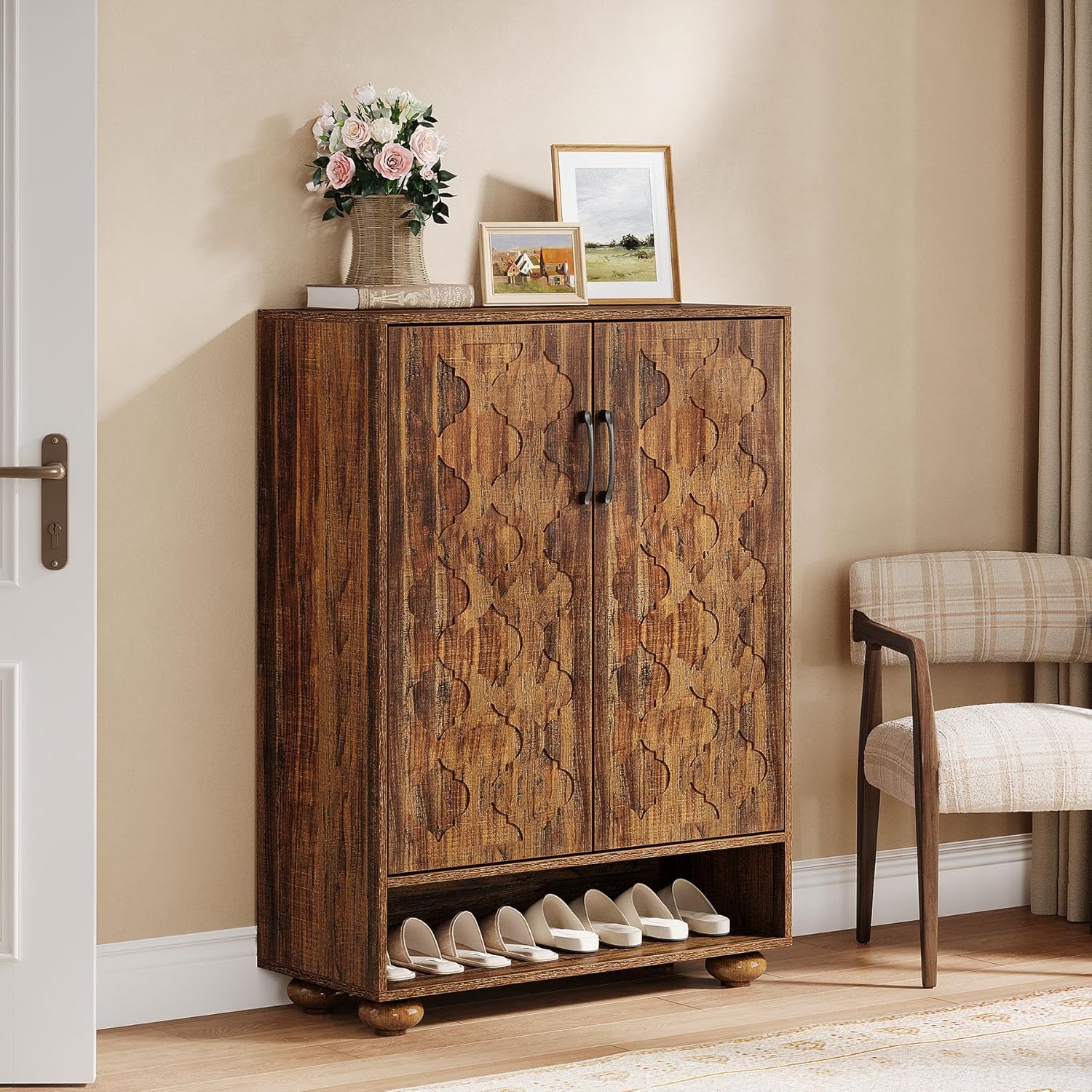 31.5" Shoe Cabinet, 6 - Tier Shoe Rack Storage Cabinet with Adjustable Shelves Tribesigns