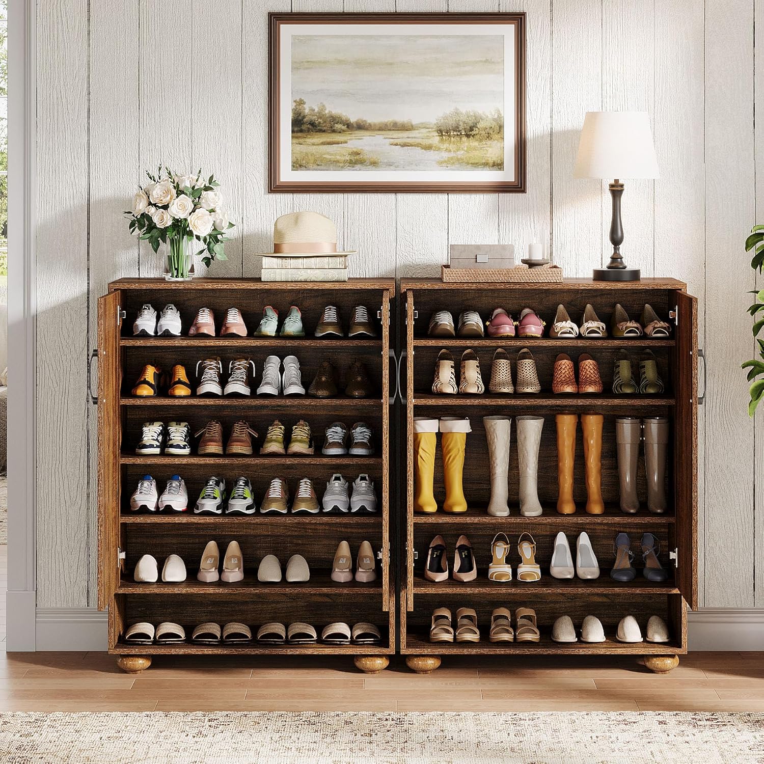 31.5" Shoe Cabinet, 6 - Tier Shoe Rack Storage Cabinet with Adjustable Shelves Tribesigns