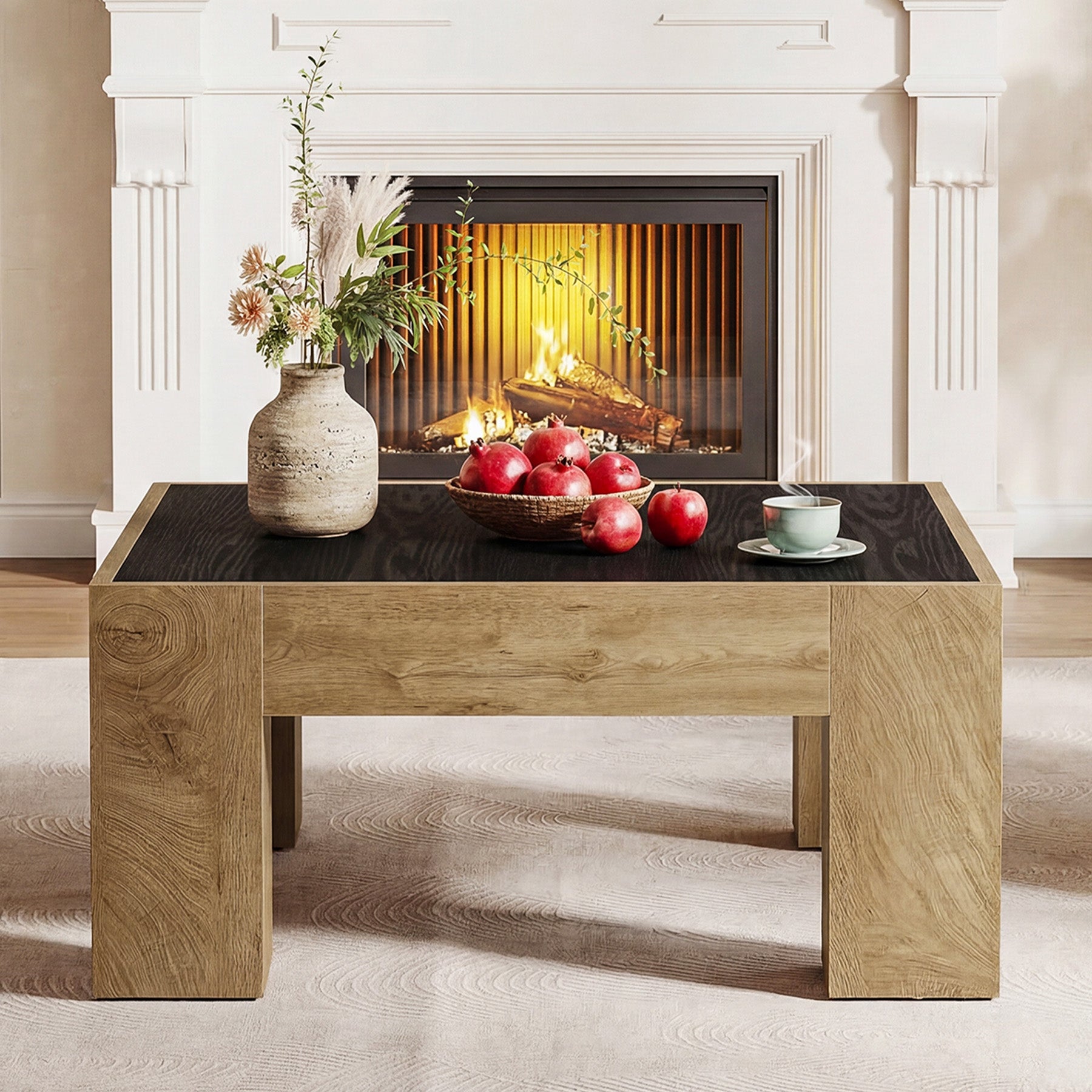 31.5" Square Coffee Tables, Farmhouse Center Table with Sturdy Legs