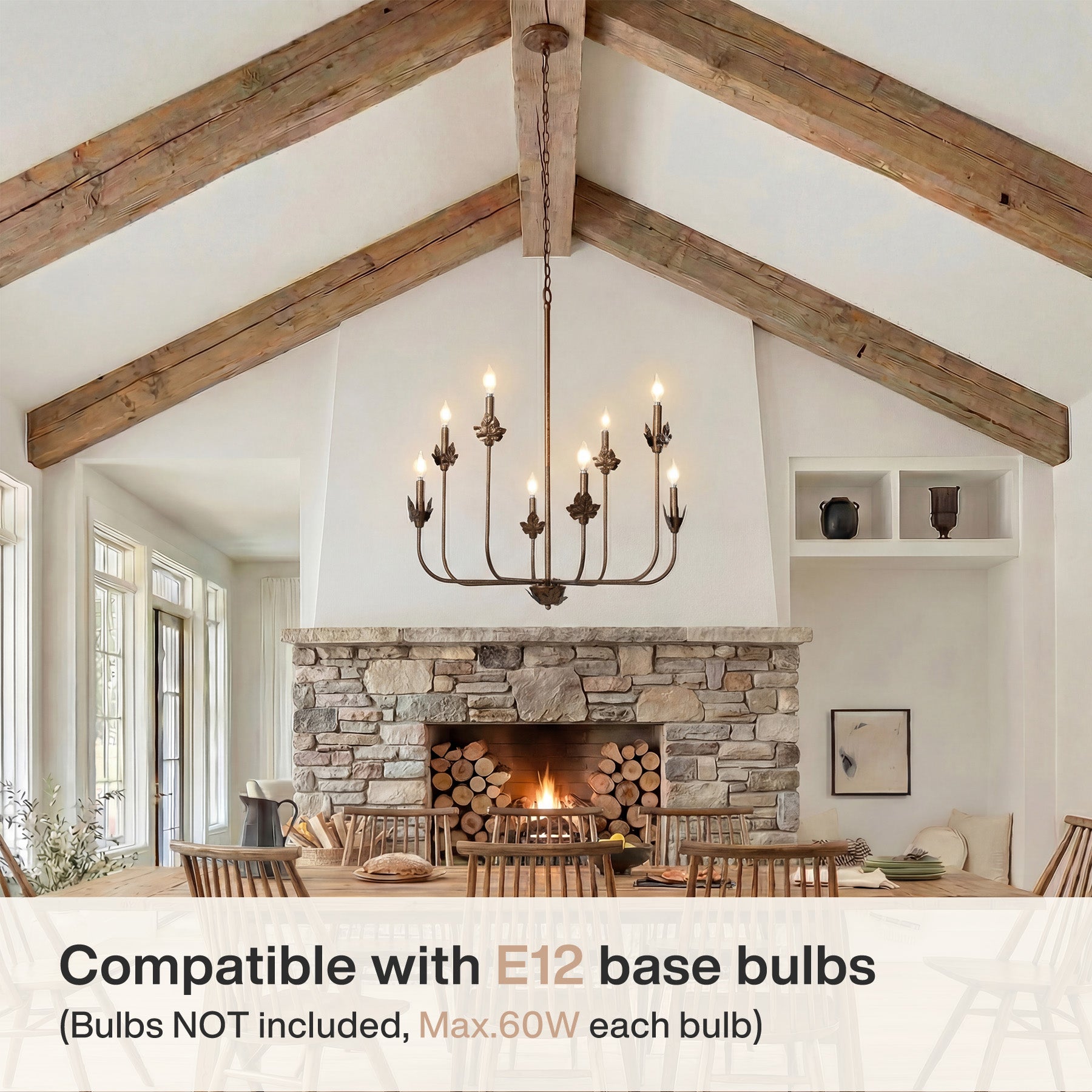 8-Light Chandeliers, 27" Ceiling Light Fixture Pendant Light with Adjustable Chain