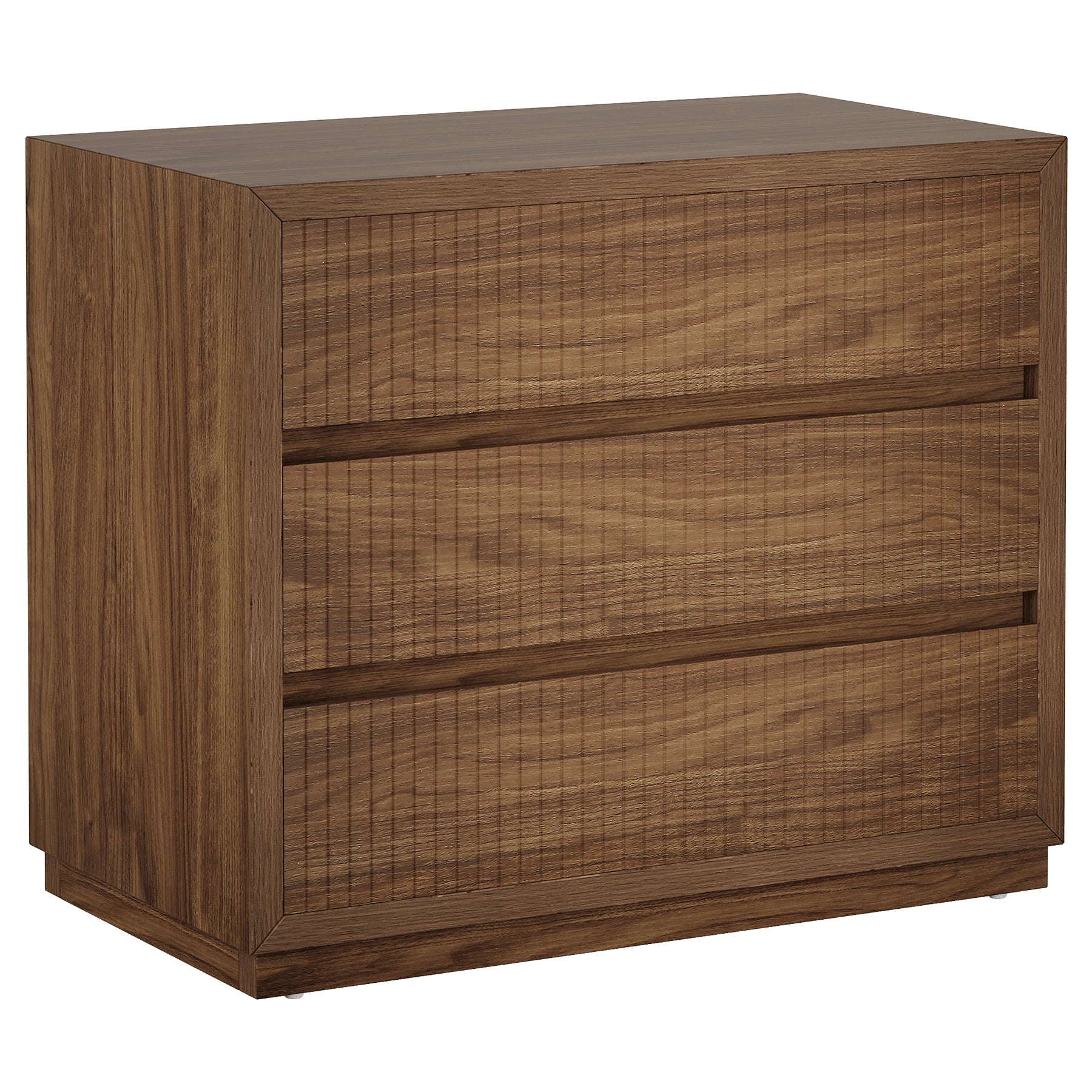 31" Oversized Nightstand, Fluted Bedside Table with 3 Storage Drawers