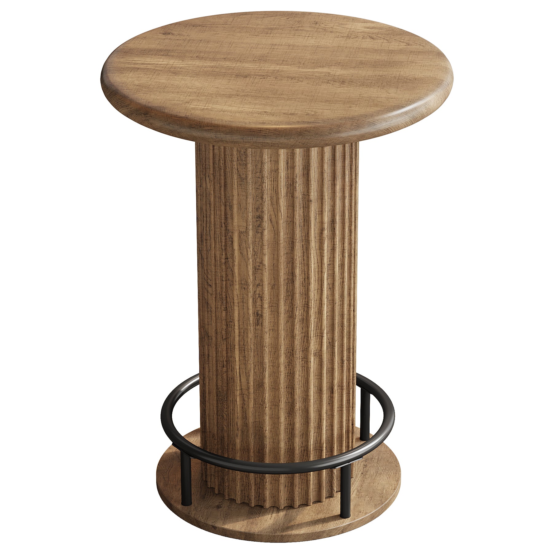 35.4" Round Bar Table, Fluted Bistro Cocktail Table for Small Space