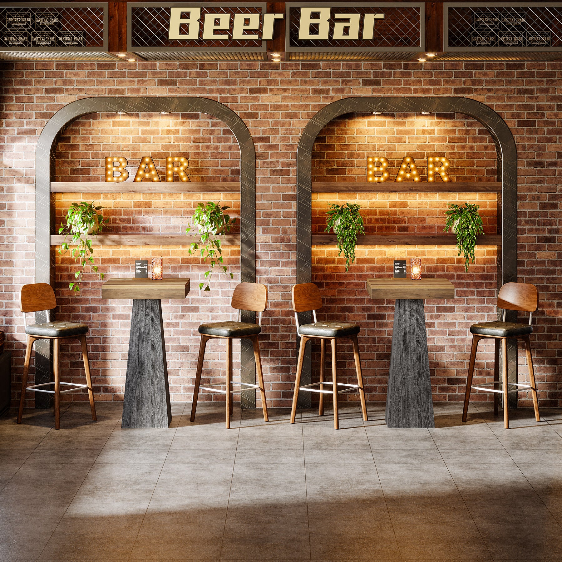 37.4" Bar Table, Square Pub Table Dining Room Table