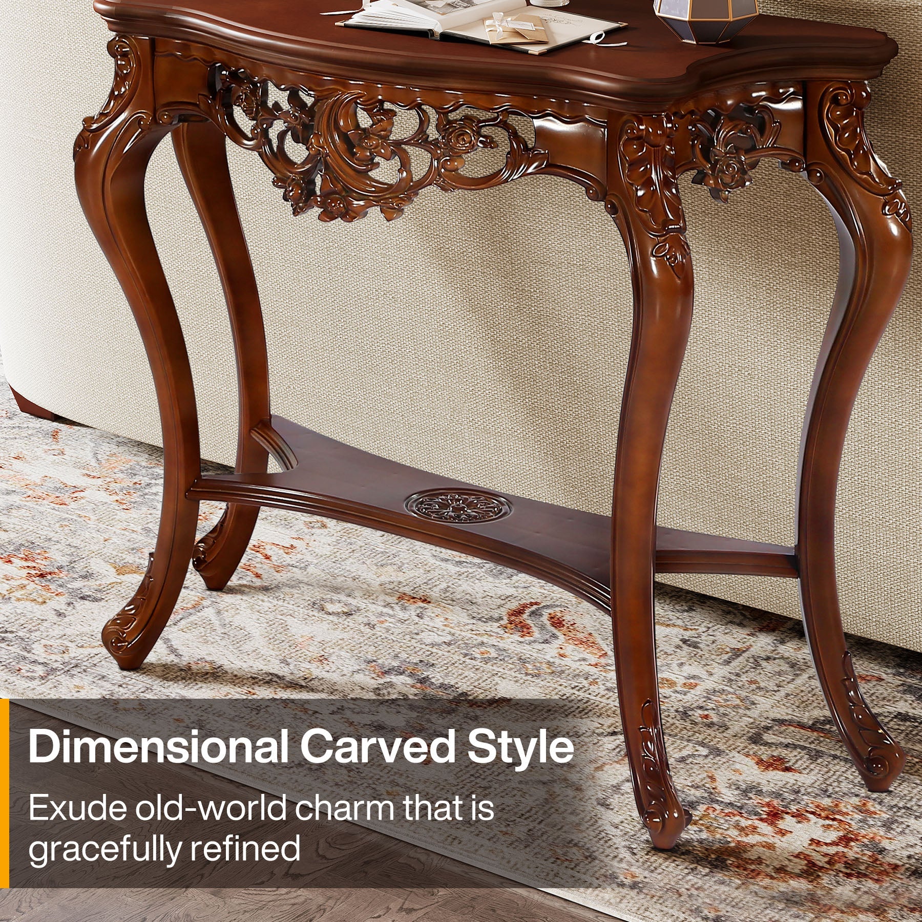 37.6" Console Table, Elegant Two-Tier Entryway Hallway Table Tribesigns