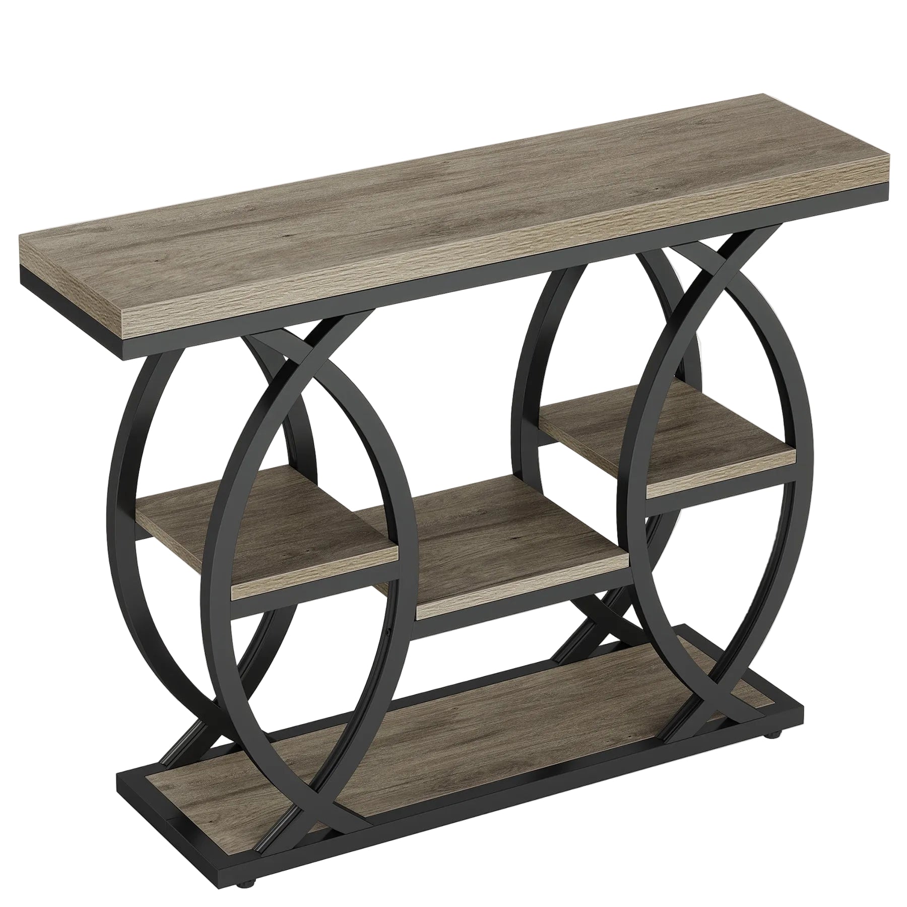 39" Console Table, 4 - Tier Sofa Table Entryway Table with Storage Shelves Tribesigns