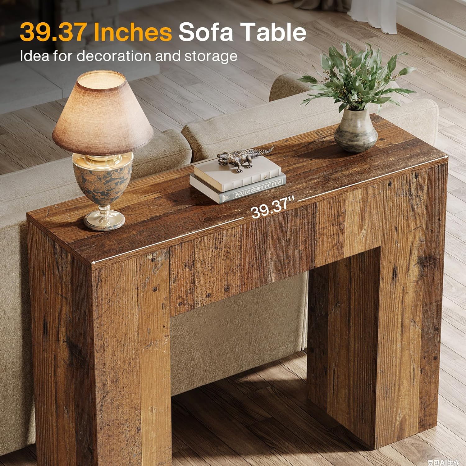 39" Console Table, Rustic Sofa Entryway Table Foyer Table with Drawer Tribesigns