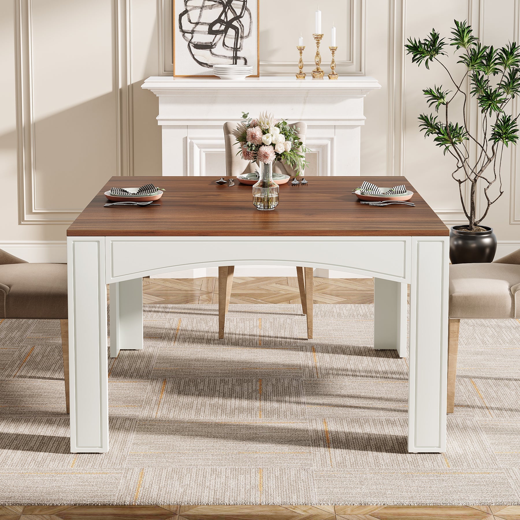 39" Dining Table, Farmhouse Wood Kitchen Table Dinner Table for 4 Tribesigns