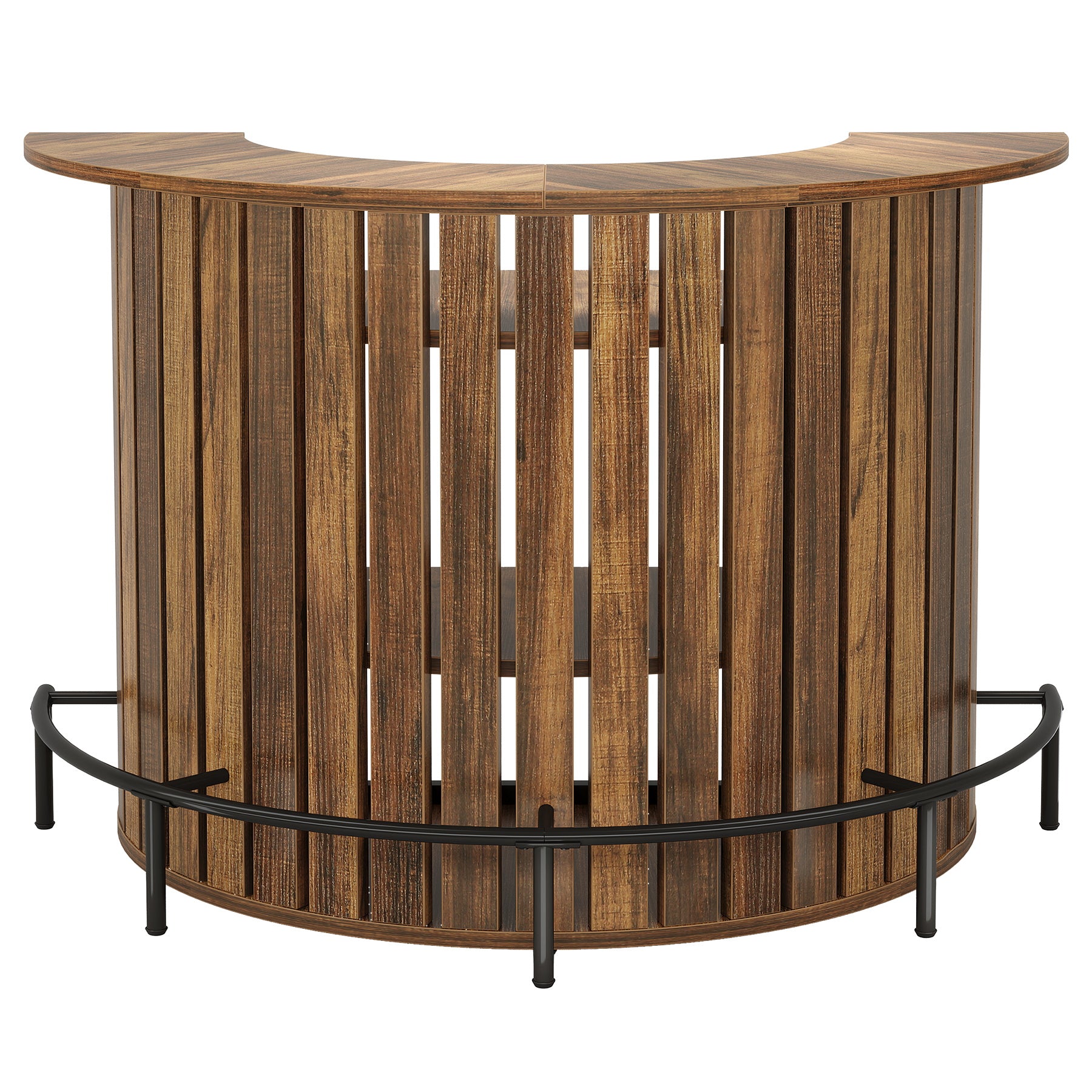 39.4" Bar Table, 4-Tier Arc-Shaped Wine Bar Cabinet with Footrest for Home Pub