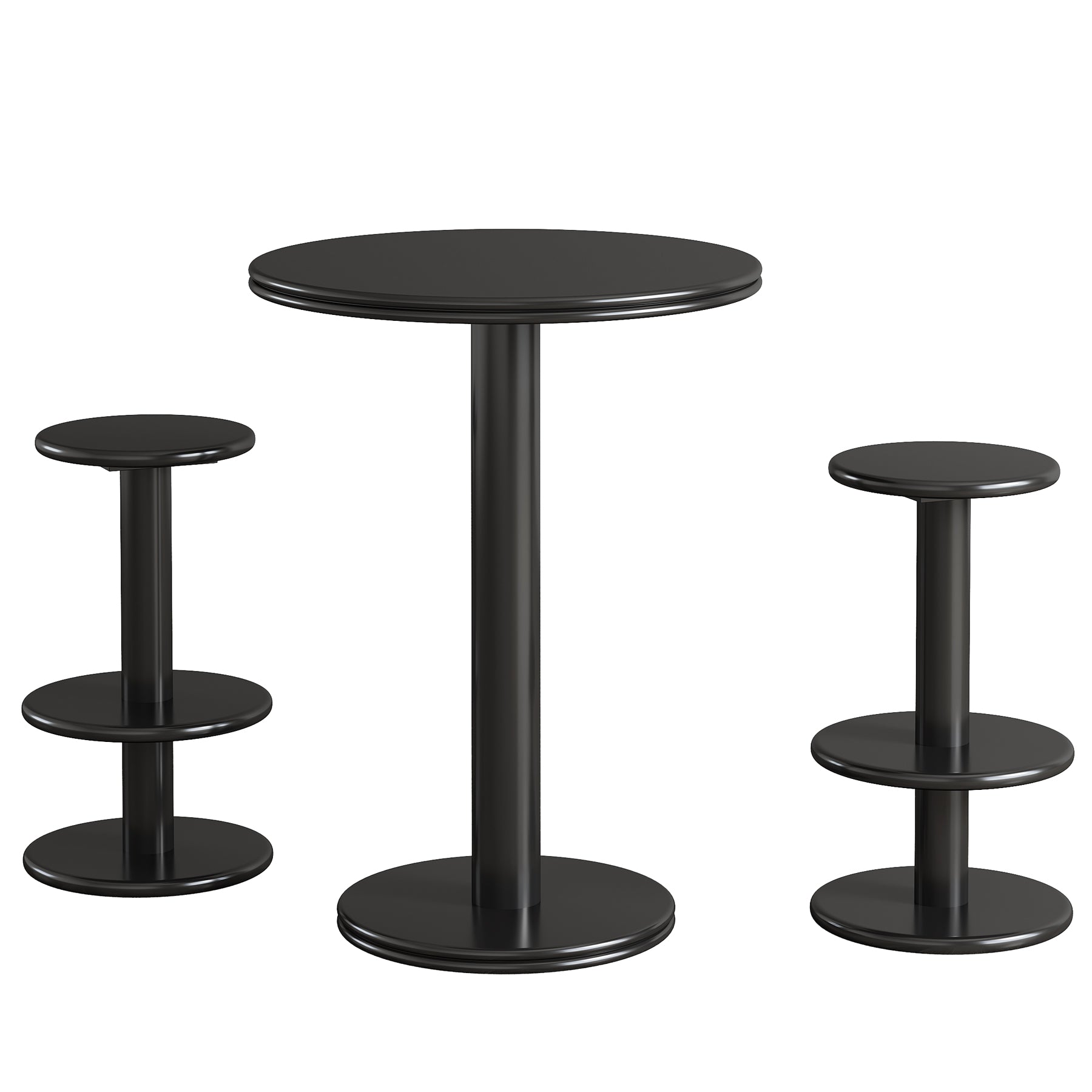 39.4" Bar Table, Modern Bistro Pub Table Cocktail Table with 2 Barstools