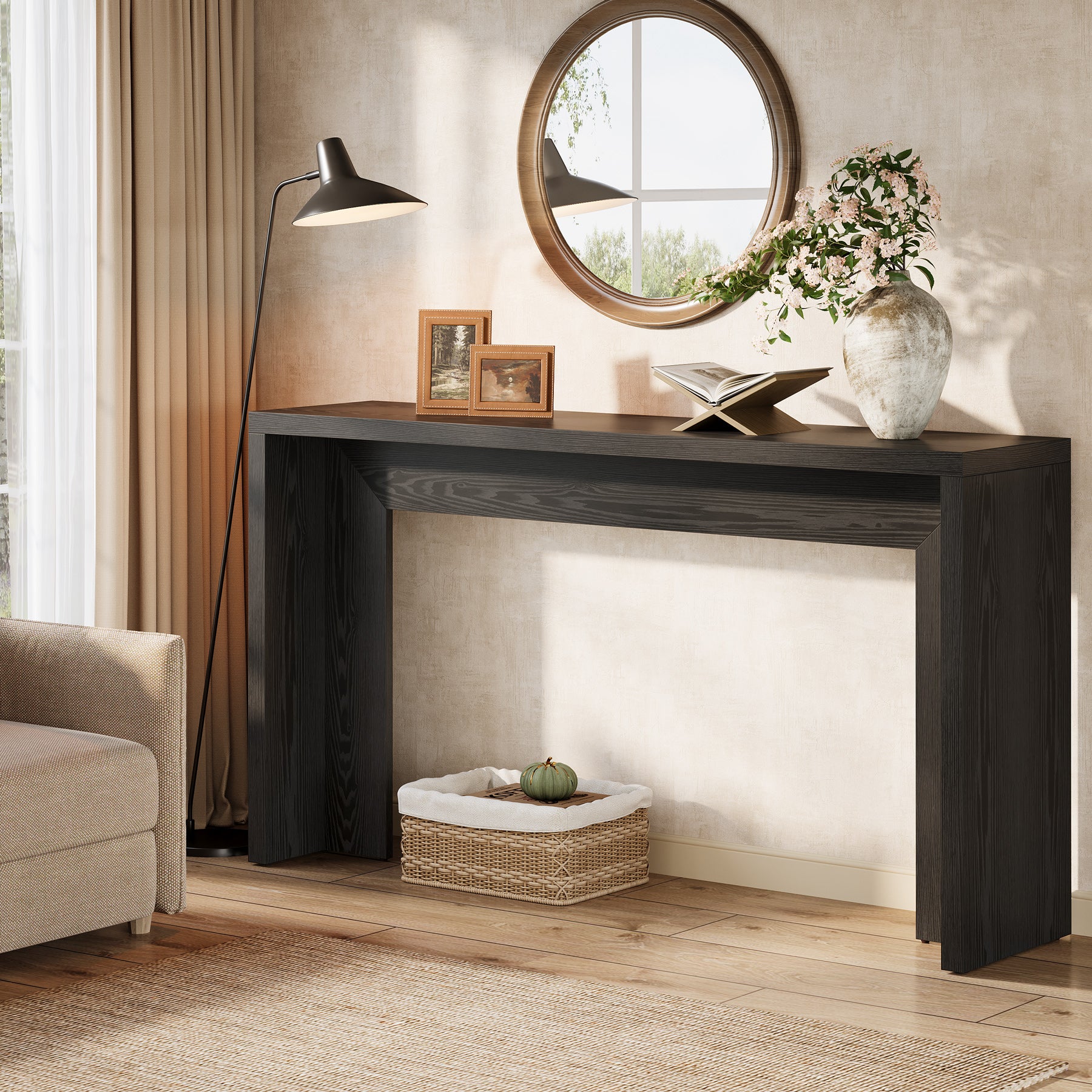 55" Rustic Console Table, Farmhouse Sofa Table Hallway Table