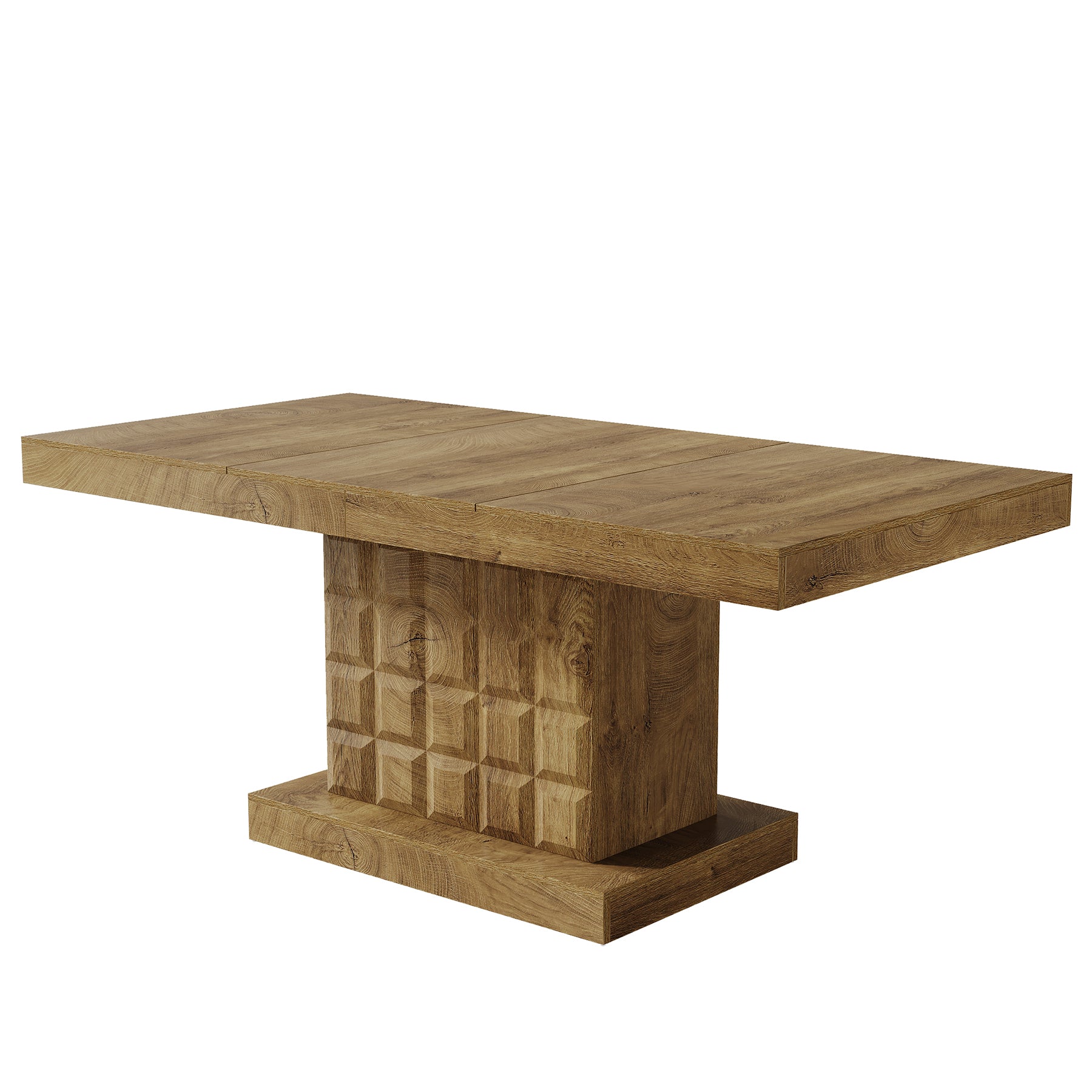 63" Dining Table, Rectangular Kitchen Table with Geometric Relief for 4-6