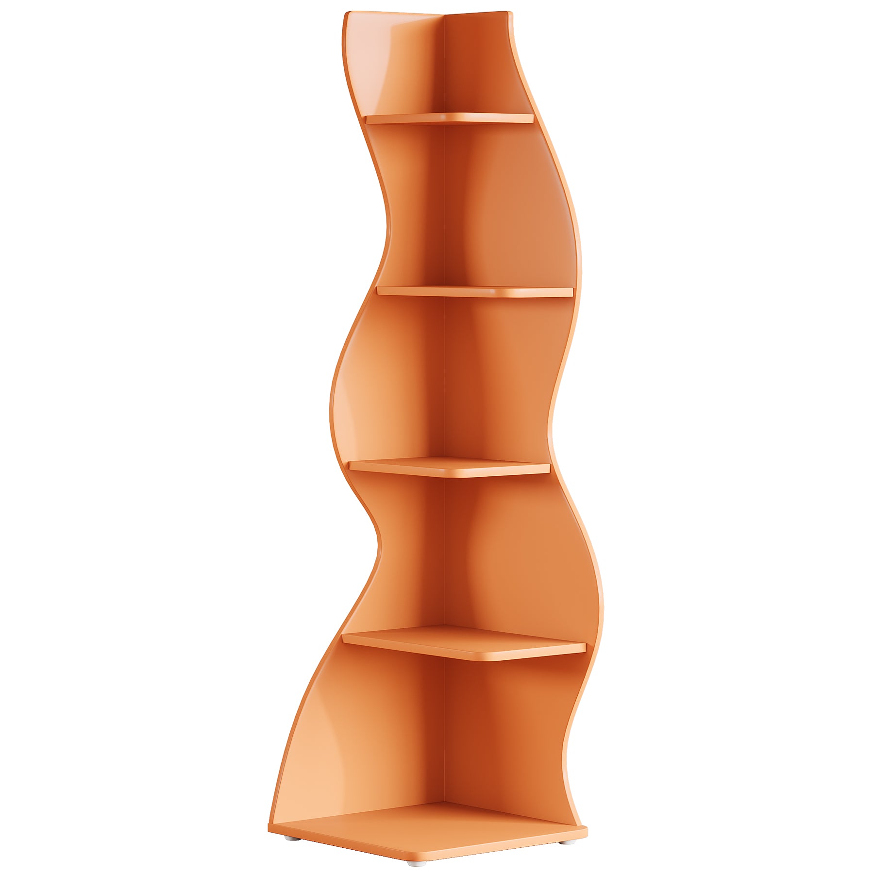 Wavy Corner Shelf, 5-Tier Bookshelf Bookcase Display Rack