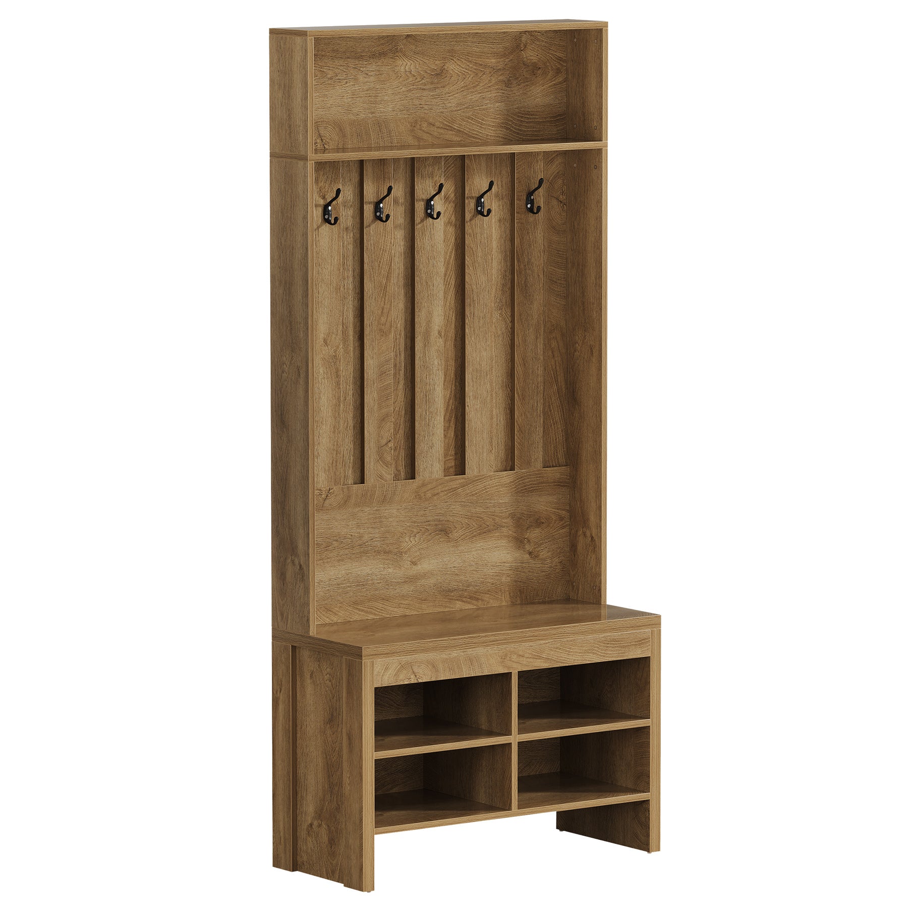 70.8" Tall Hall Tree, Entryway Organizer with Bench & 5 Hooks
