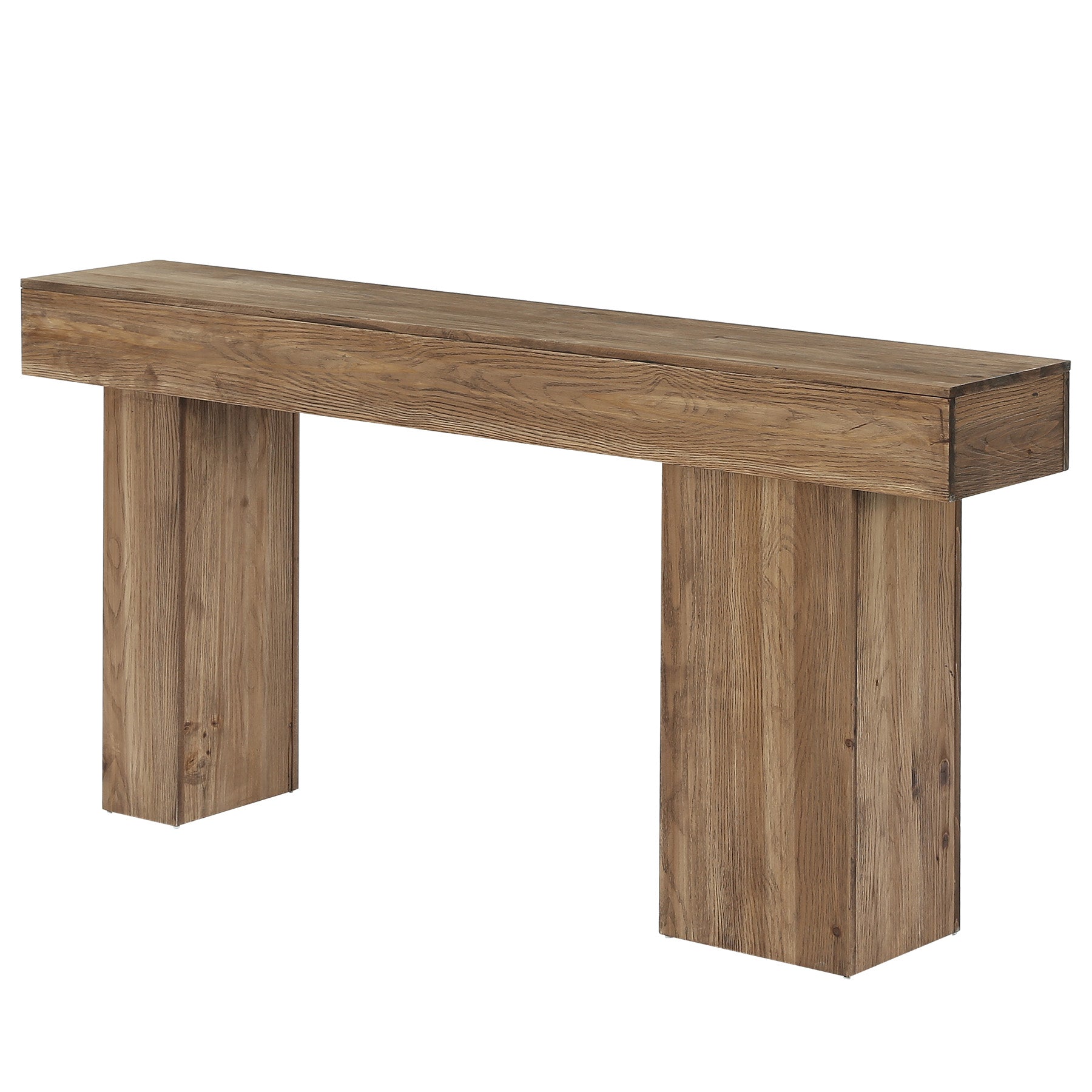 63" Solid Wood Farmhouse Console Table with Artistic Legs, Heavy-Duty Sofa Table
