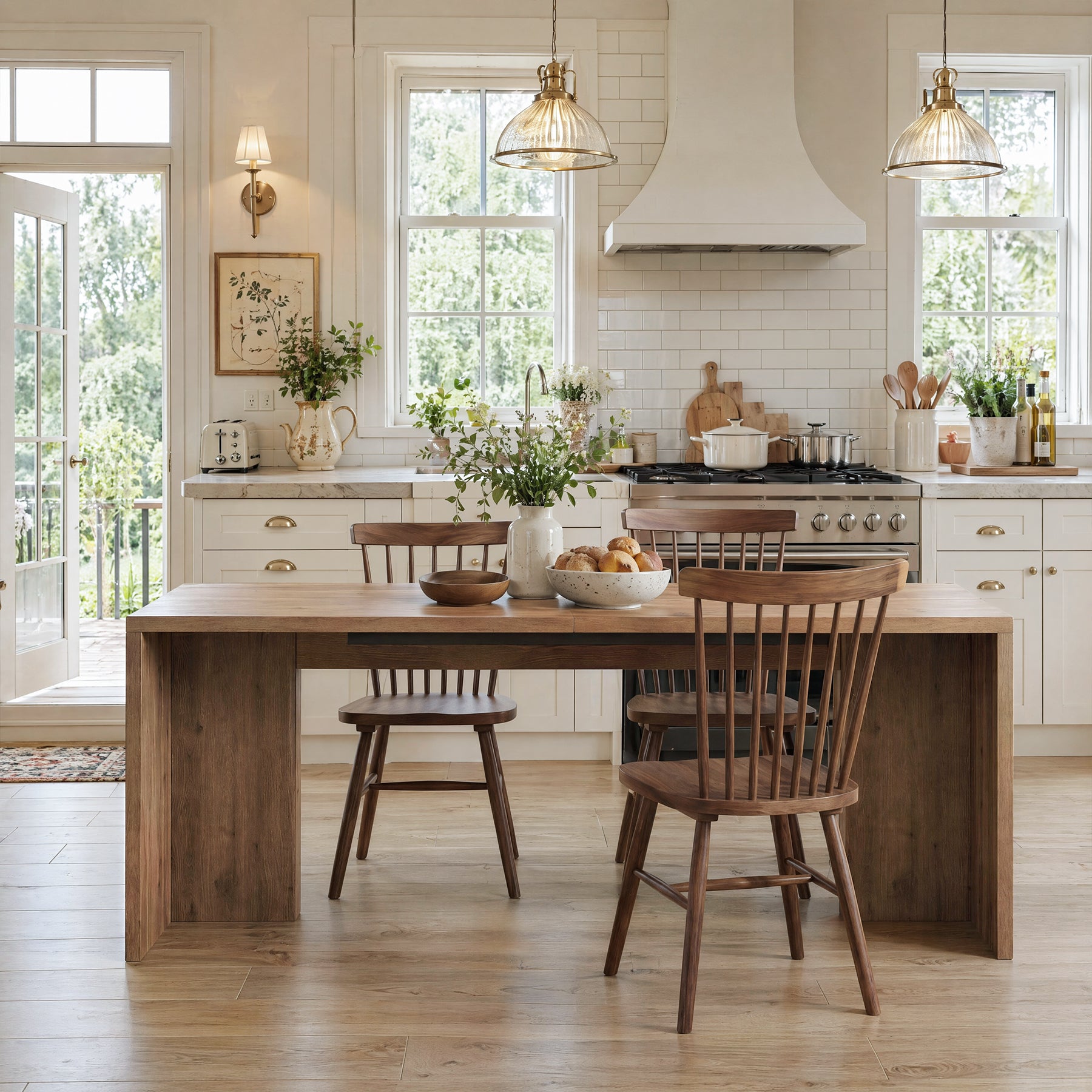 78"Solid Wood Dining Table, Kitchen Table for 6-8 People for Dining Room