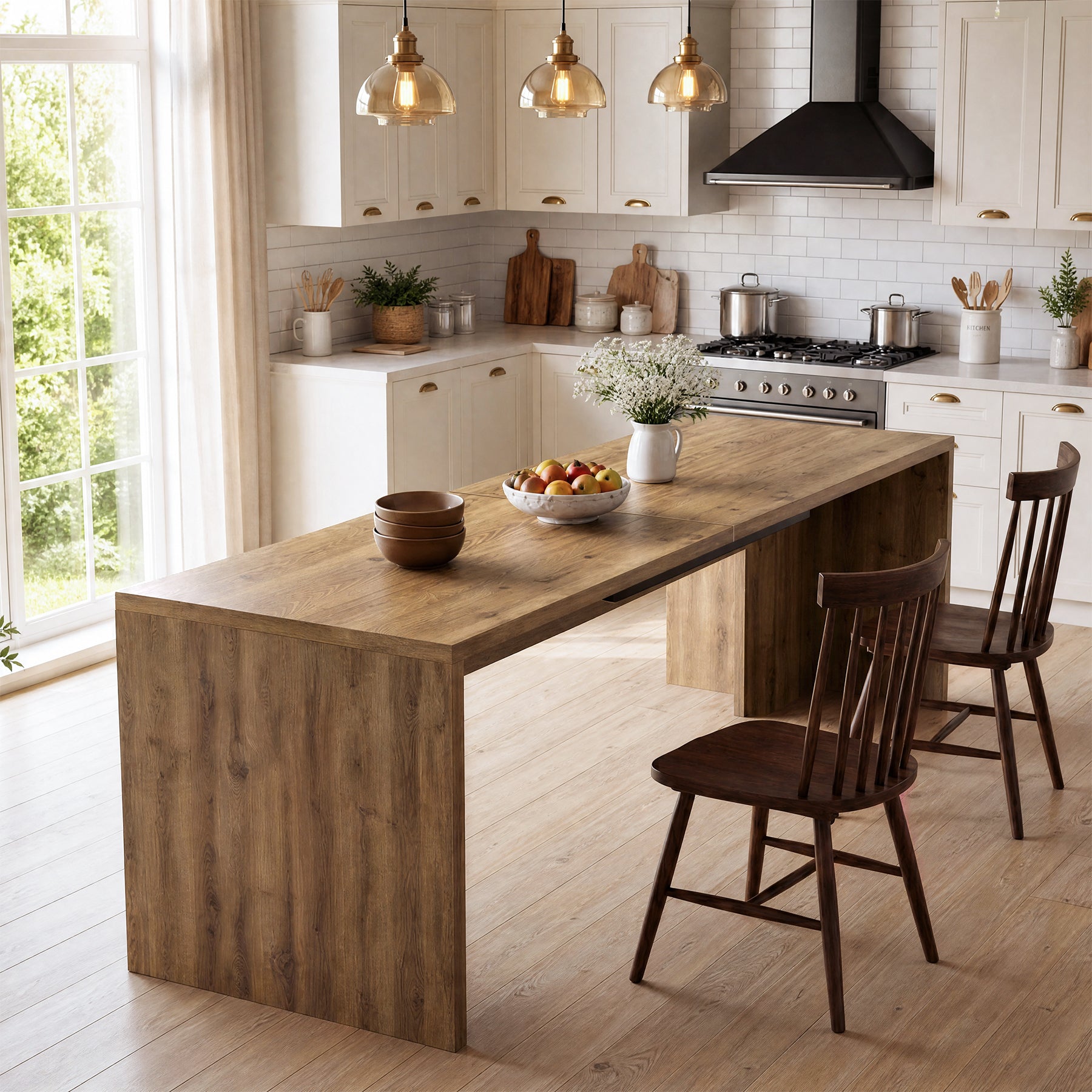 78"Solid Wood Dining Table, Kitchen Table for 6-8 People for Dining Room