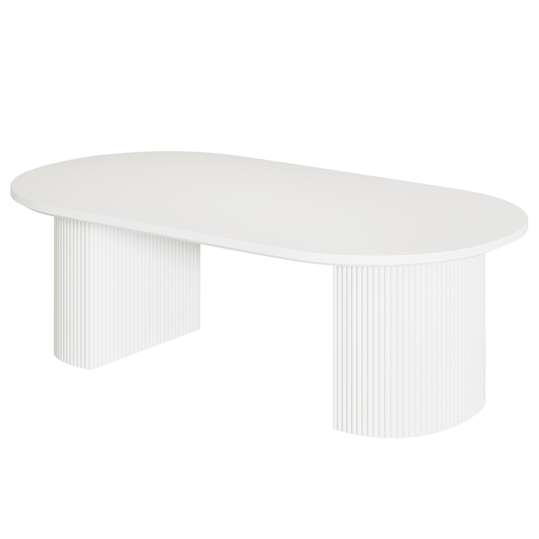 63" Oval Dining Table For 4-6, Modern Kitchen Table With Fluted Wooden Base