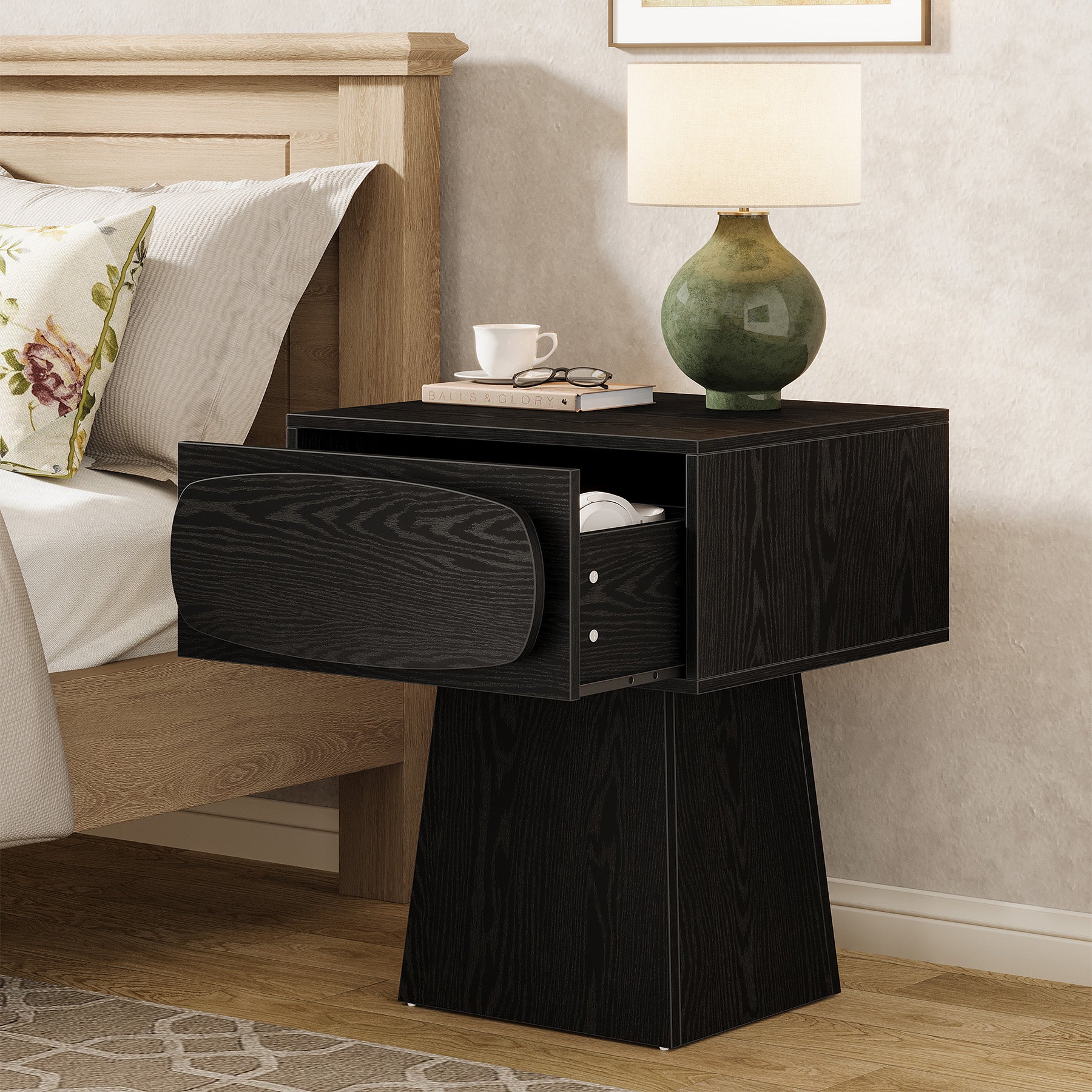 Modern Nightstand, Bed Side Table with Drawer Storage