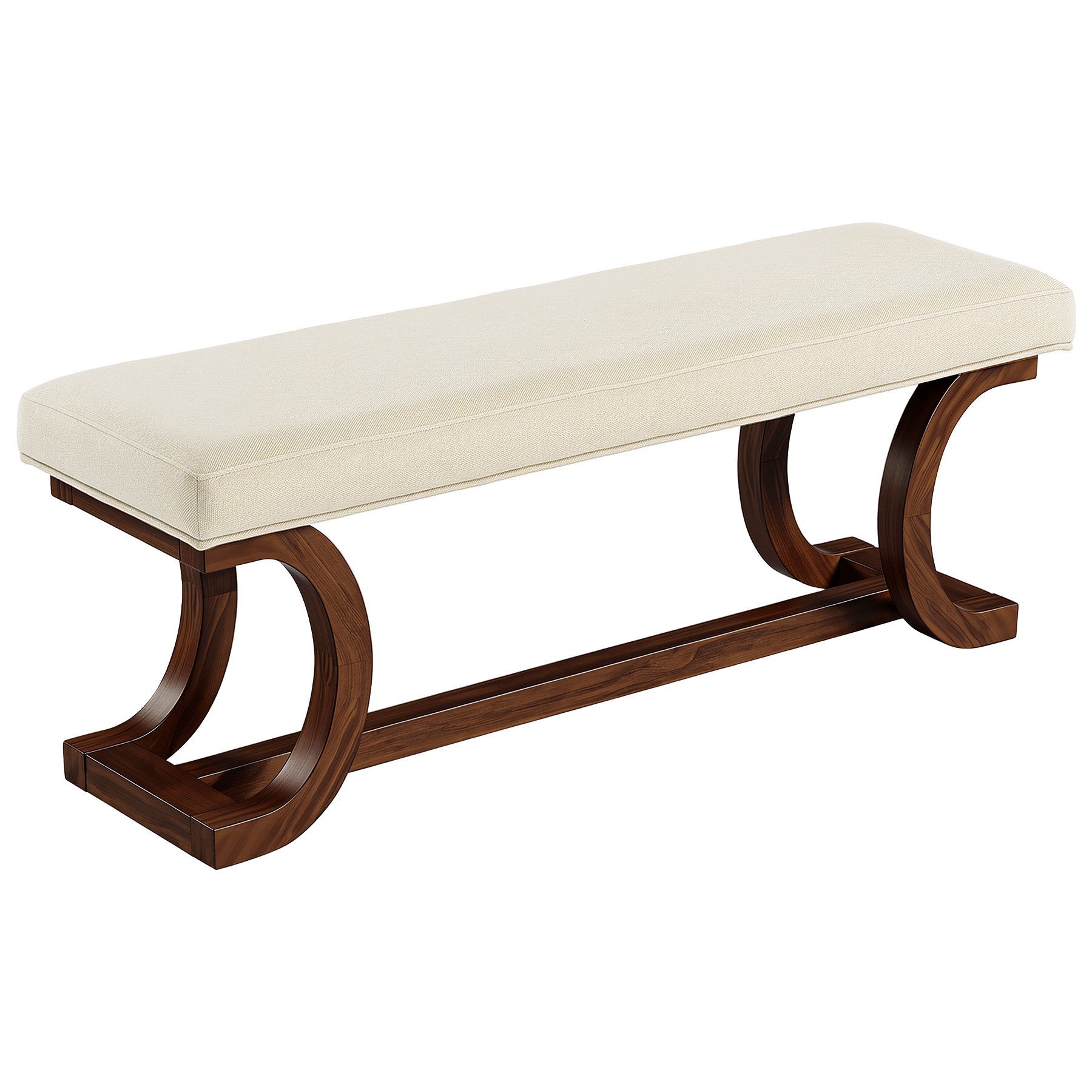 48" Upholstered Bench, Solid Wood Entryway Bench End of Bed Bench with Soft Cushion
