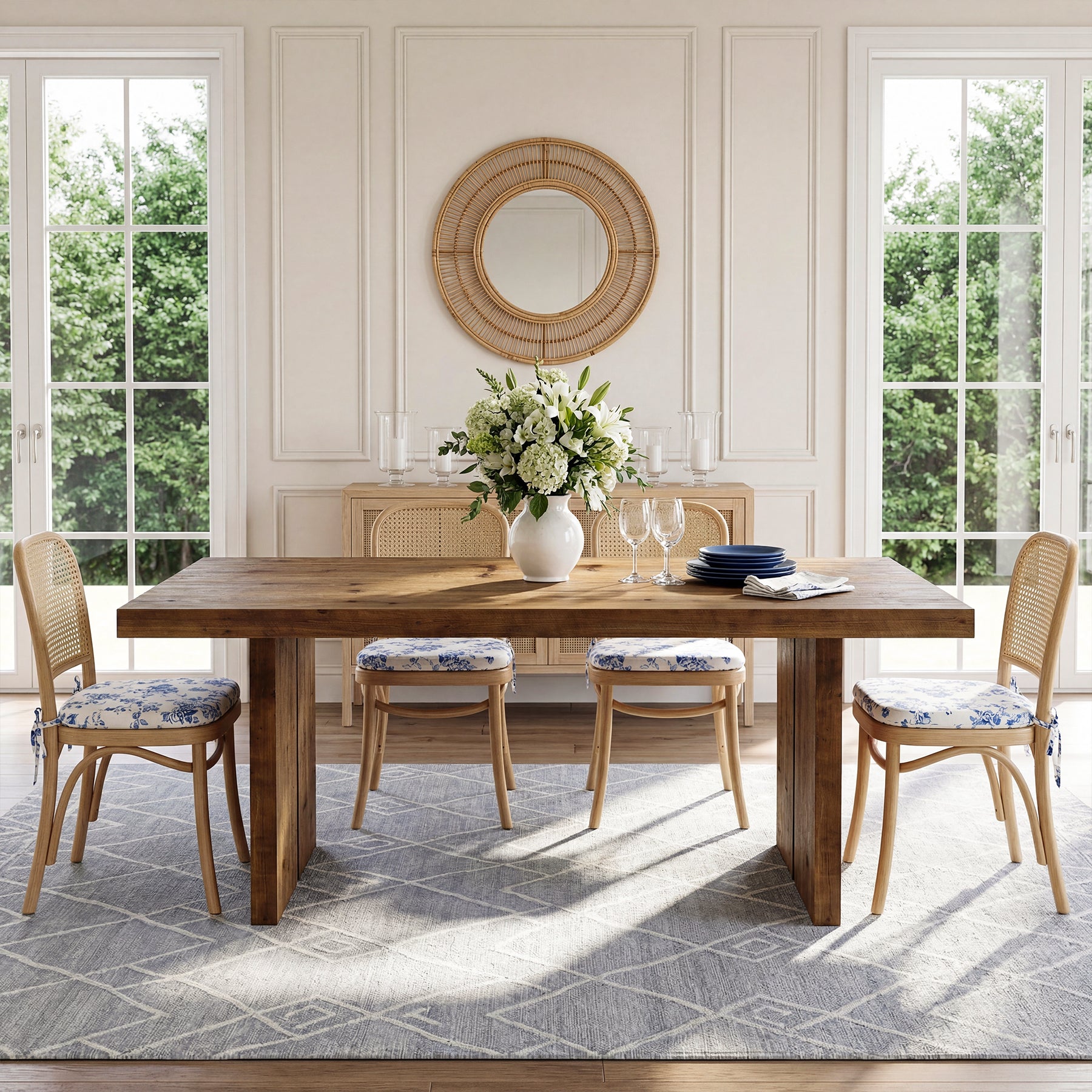 Tribesigns 63" Solid Wood Dining Table, Rectangle Kitchen Table for Dining Room