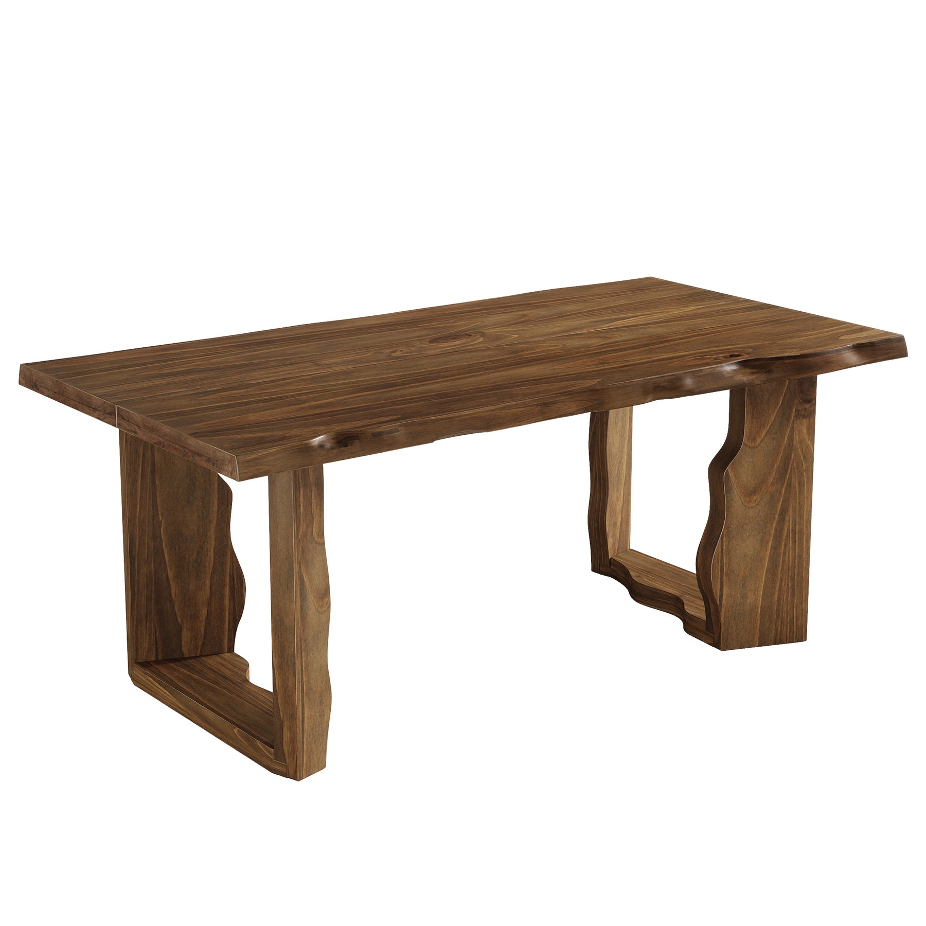 63" Solid Wood Live Edge Dining Table for 6, Rustic Modern Kitchen & Dining Room Table with Sculptural Legs