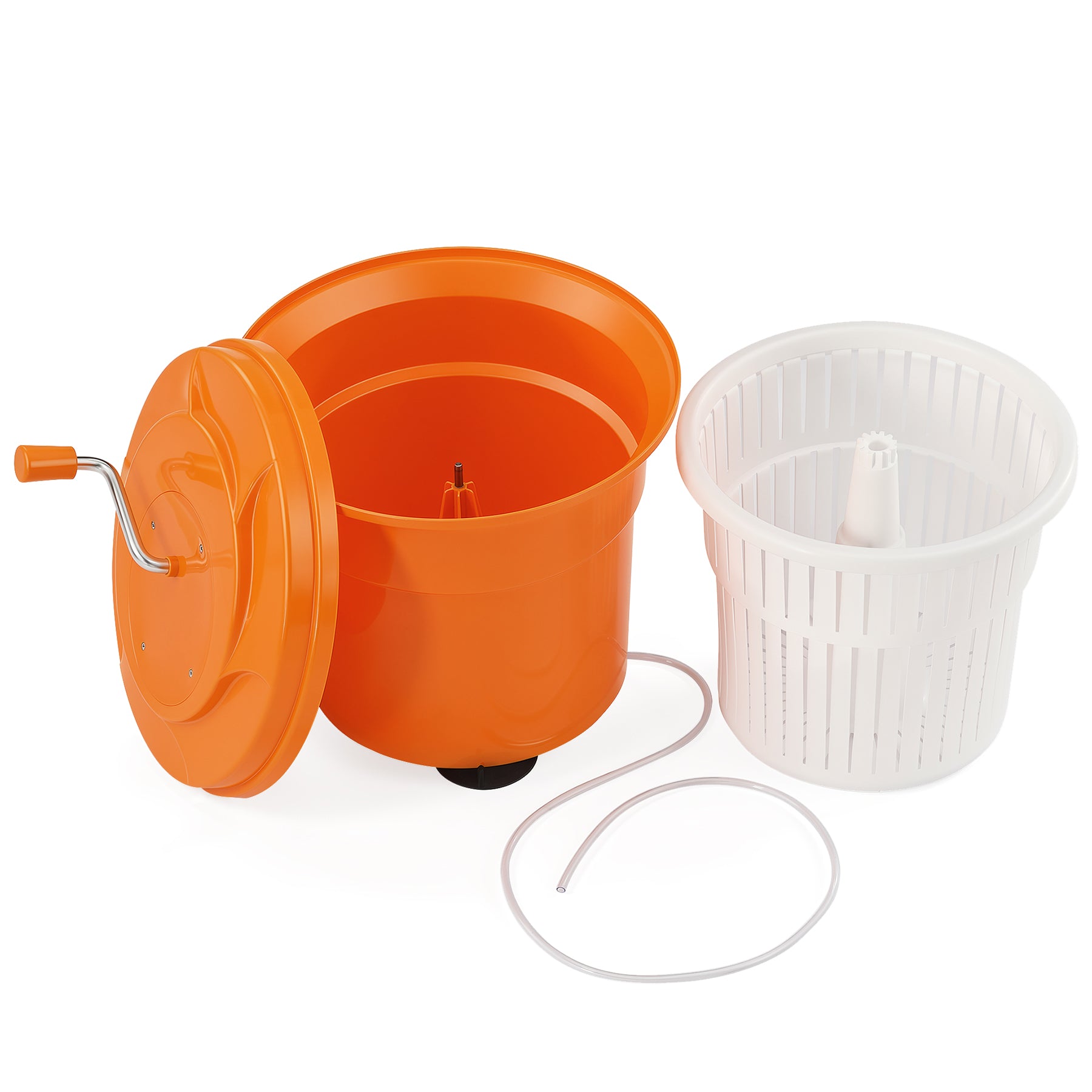 Commercial Salad Spinner, 6.6Gal Manual Lettuce Spinner with 4.92FT Drain Tube