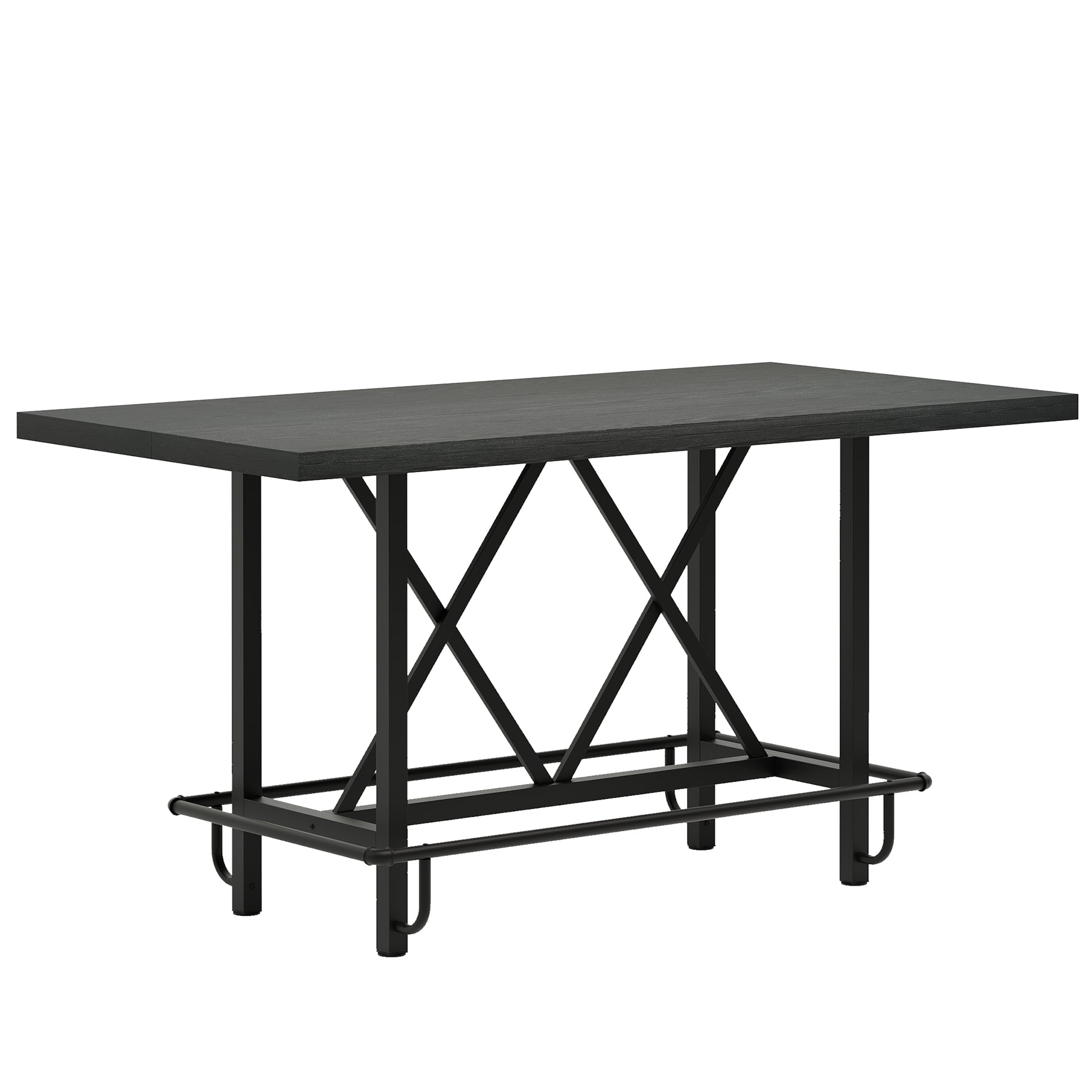 63" Rectangular Dining Table for 6, Counter-Height Kitchen Table with Metal Legs
