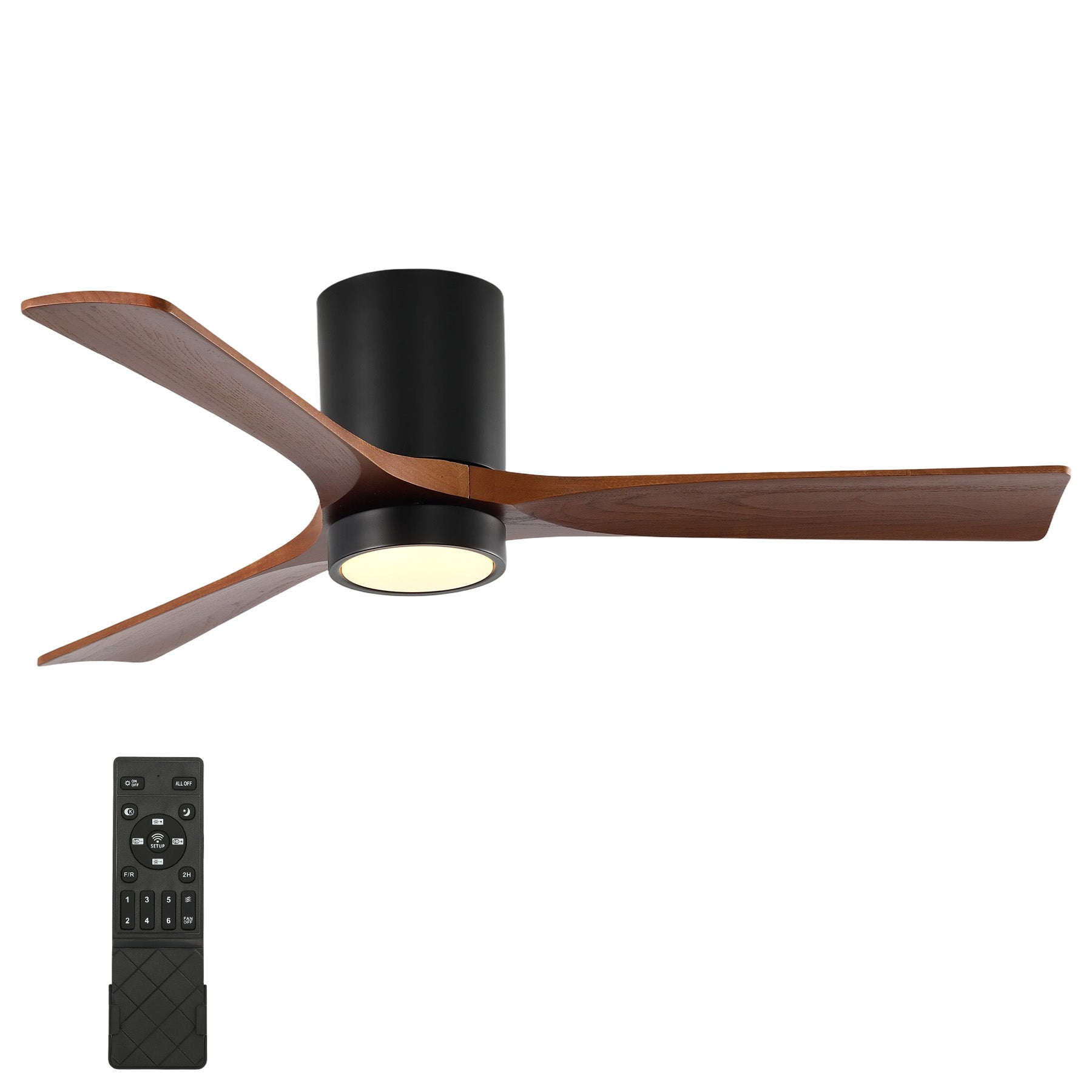 52" Ceiling Fans with Lights & Remote Control, 3 Solid Wood Blades
