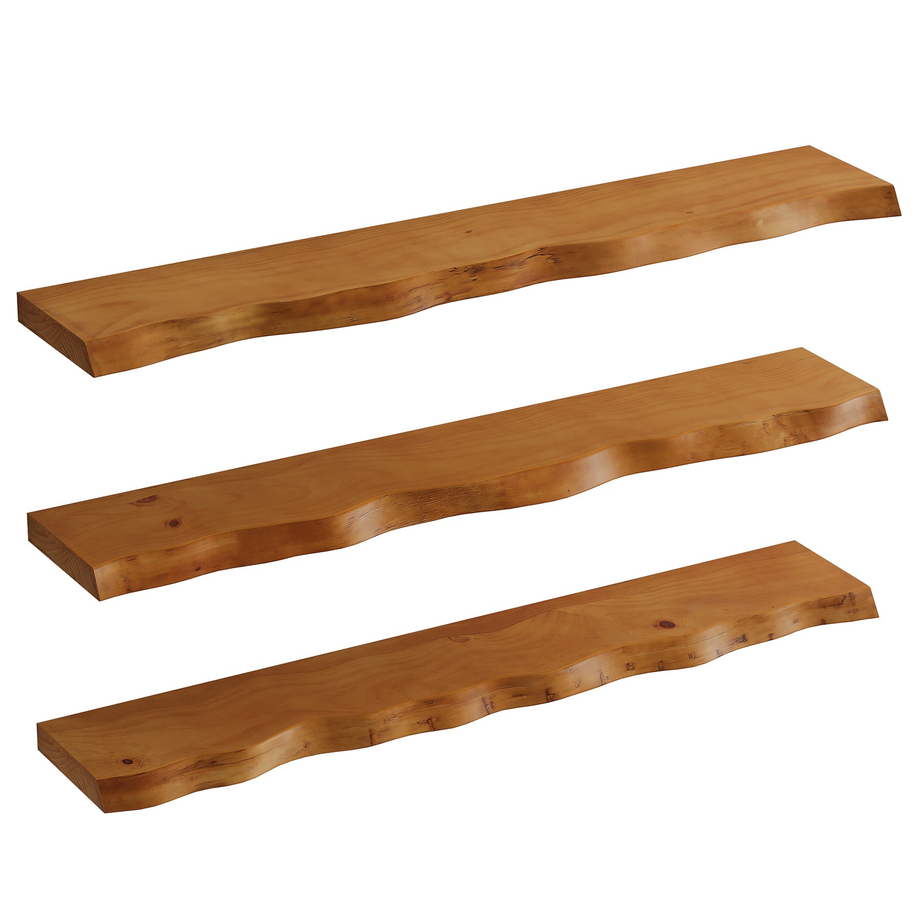 47.2" Floating Shelves for Wall Set of 3, Solid Wood Live Edge Wall Shelves