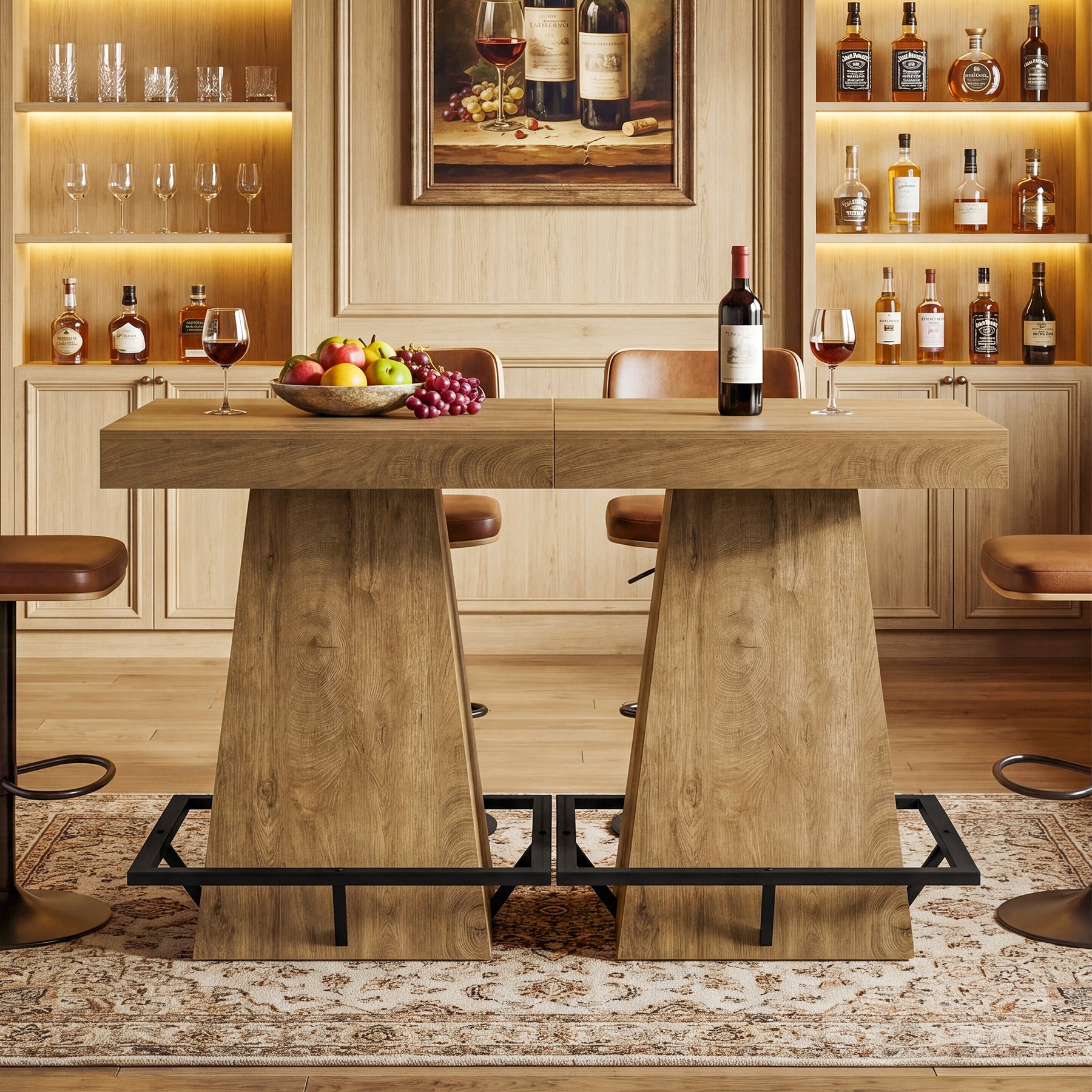 Tribesigns 37.4" Square Bar Table, Pub Table with Footrest for Dining Room
