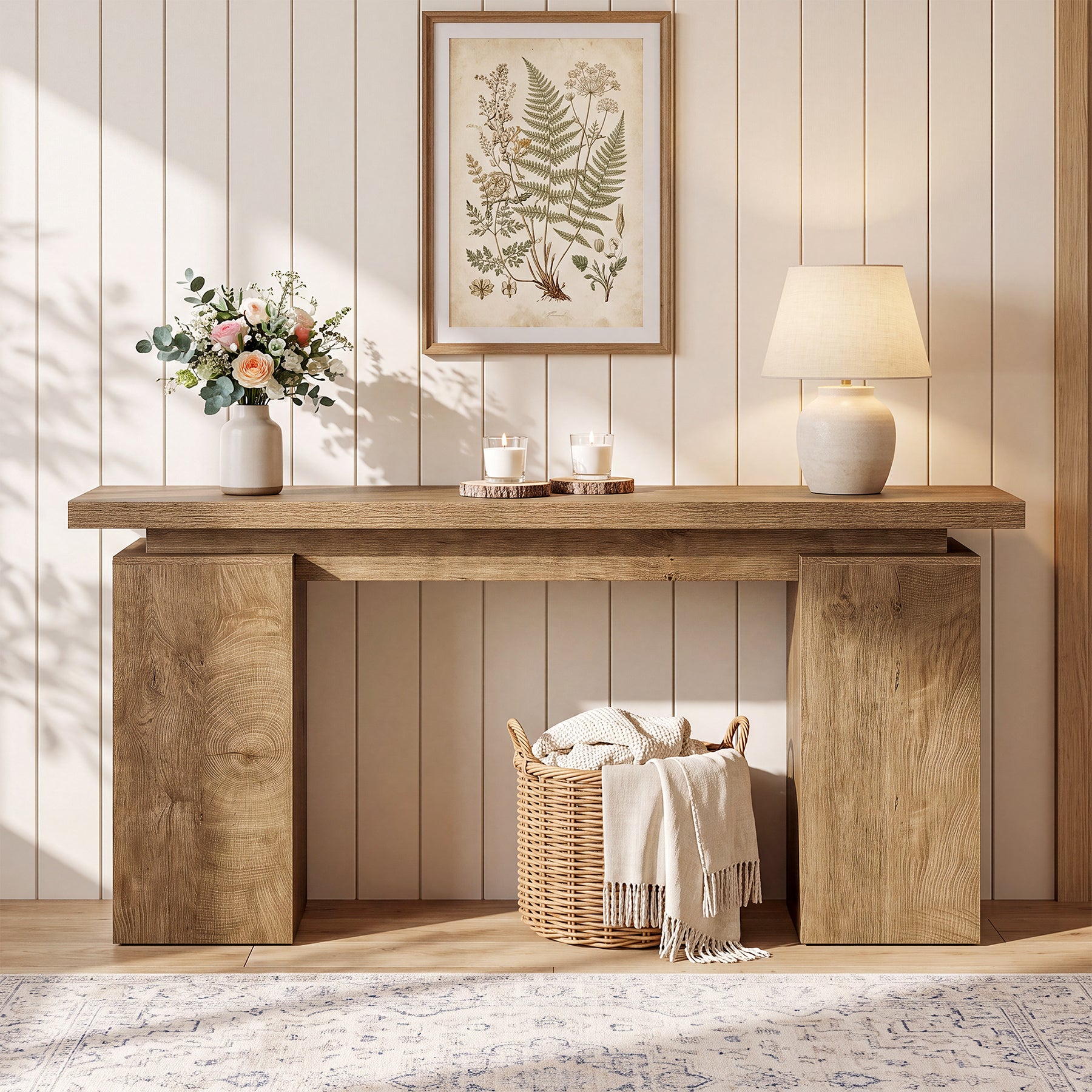 63" Console Table, Narrow Entryway Table with Sturdy Base for Foyer, Living Room