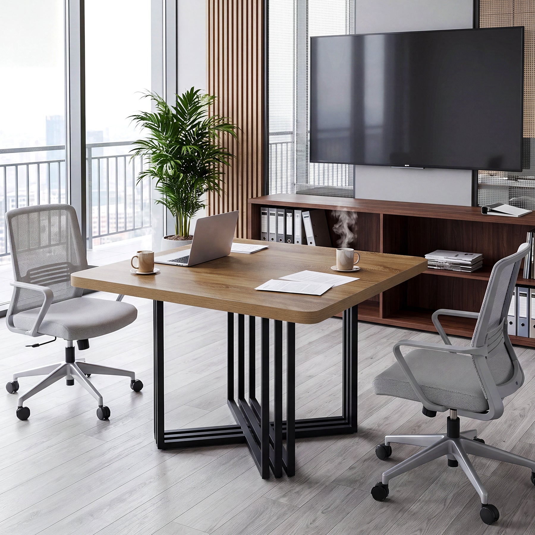 39.4-Inch Conference Table for 4, Compact Modular Meeting Table for Small Offices