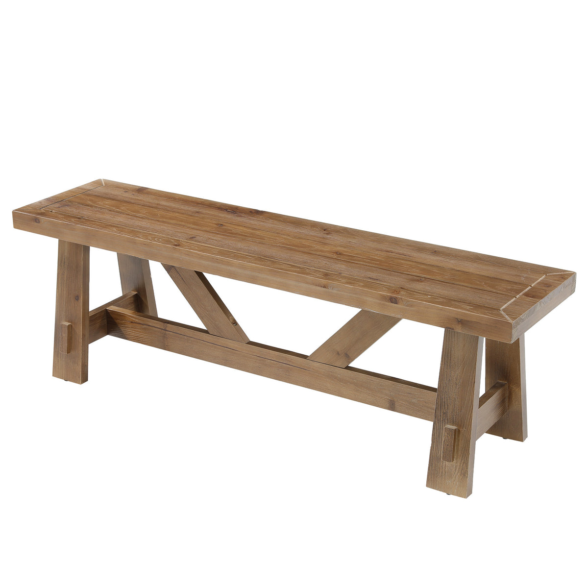 55" Solid Wood Dining Bench, Farmhouse Wooden Kitchen Bench for Dining Room