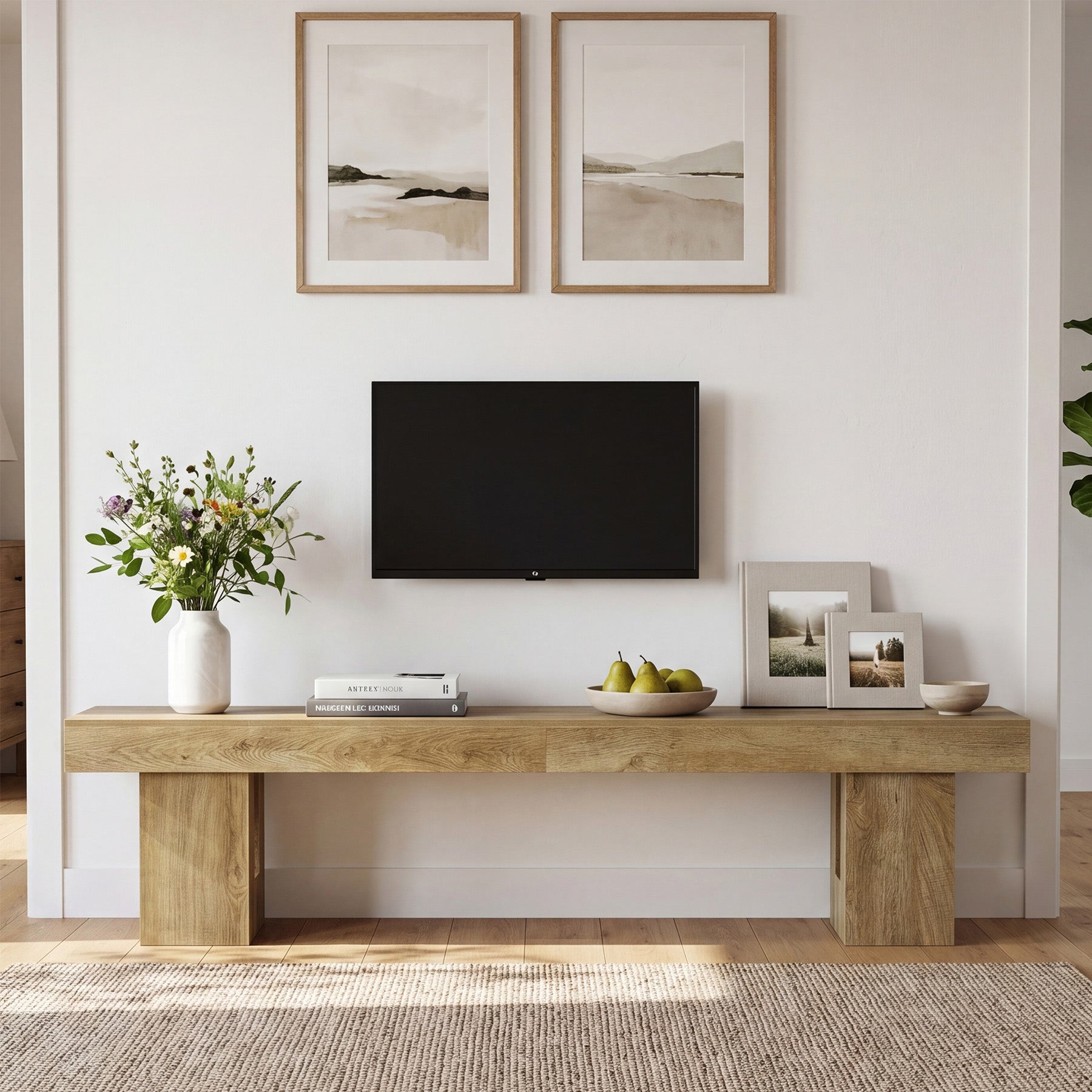 83" TV Stand for 65/75/85" TVs, Modern Rustic Entertainment Center for Living Room