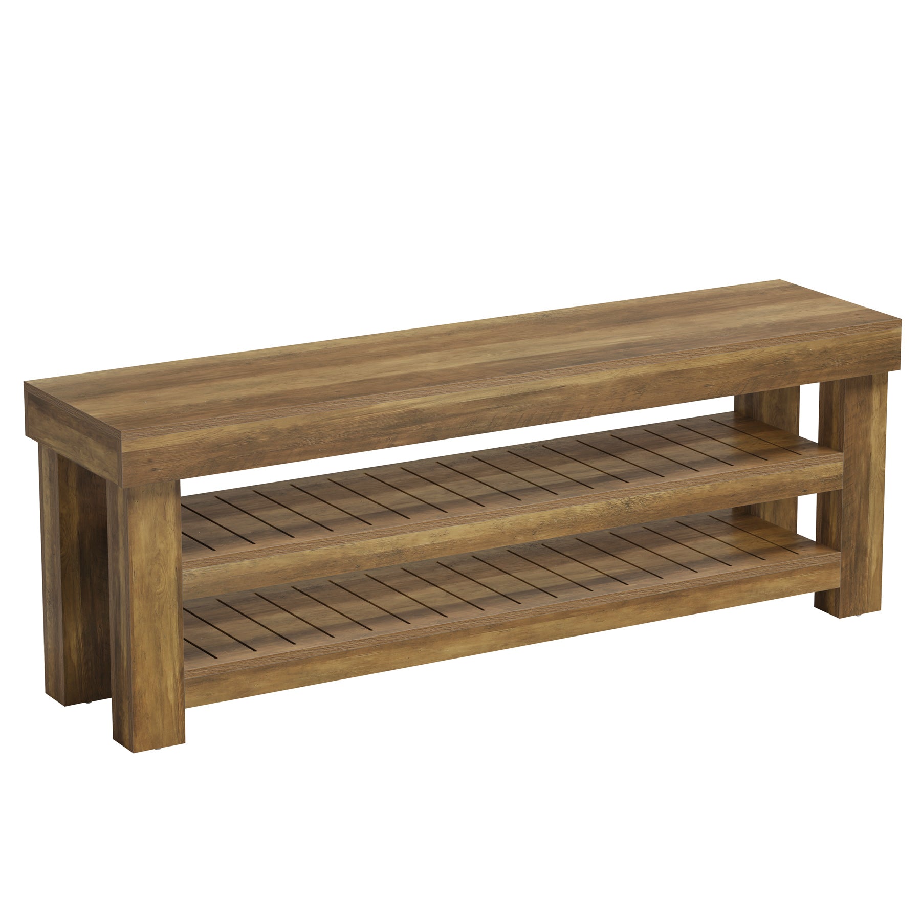 71" Extra Long Console Table with 2 Shelves, Narrow Rustic Farmhouse Sofa Table, Entryway