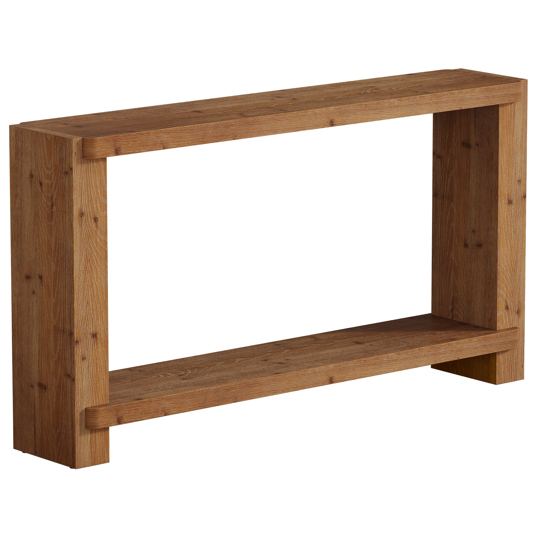 57" Solid Wood Console Table, Narrow Entryway Sofa Table with Shelf for Hallway