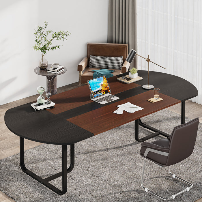 70.86" Oval Executive Desk, Modern Computer Meeting Table for Home Office Tribesigns