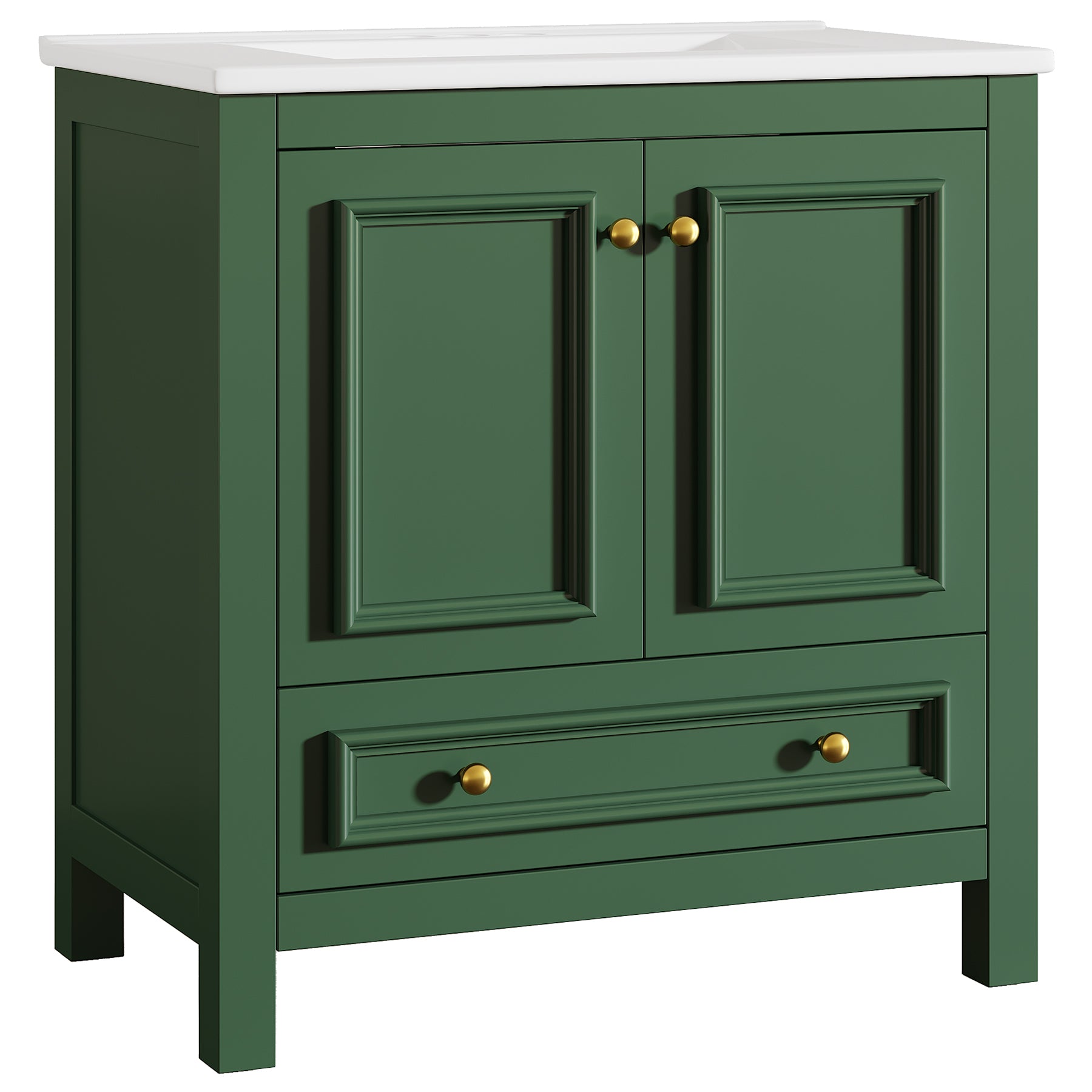 30" Bathroom Vanity, Modern Vanity Cabinet with Ceramic Basin and 1 Drawer