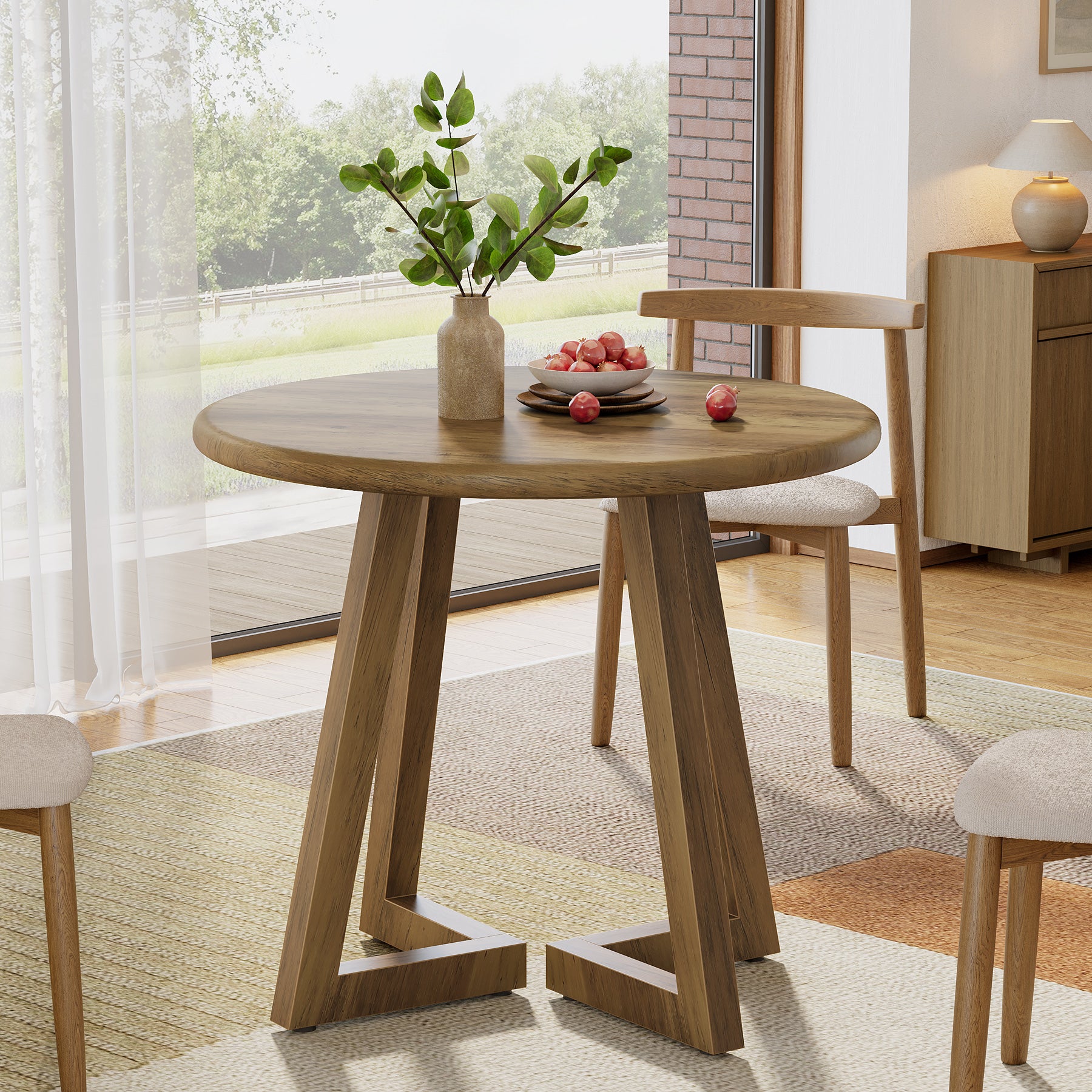 Round Dining Table for 2-4 People, 31.5" Kitchen Table for Dining Room